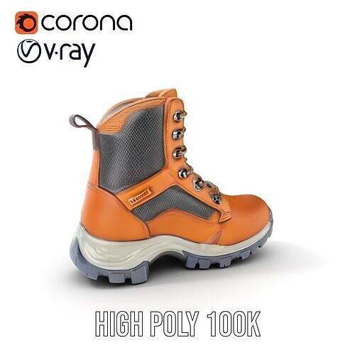 Durable Leather Boot D Model Pack Low-poly 3D model