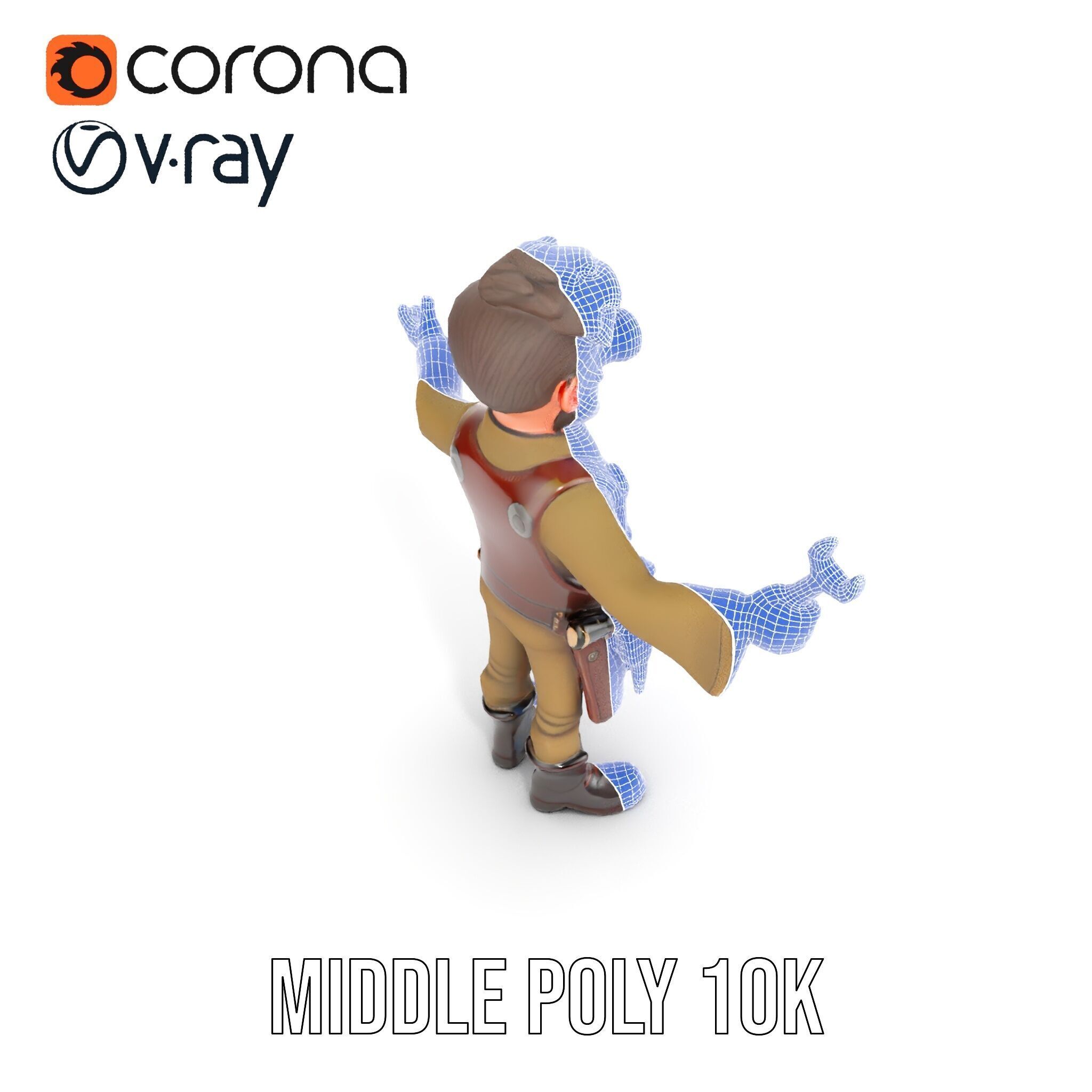 Steampunk Engineer Rigged and Animated D Character Model Low-poly 3D model_36