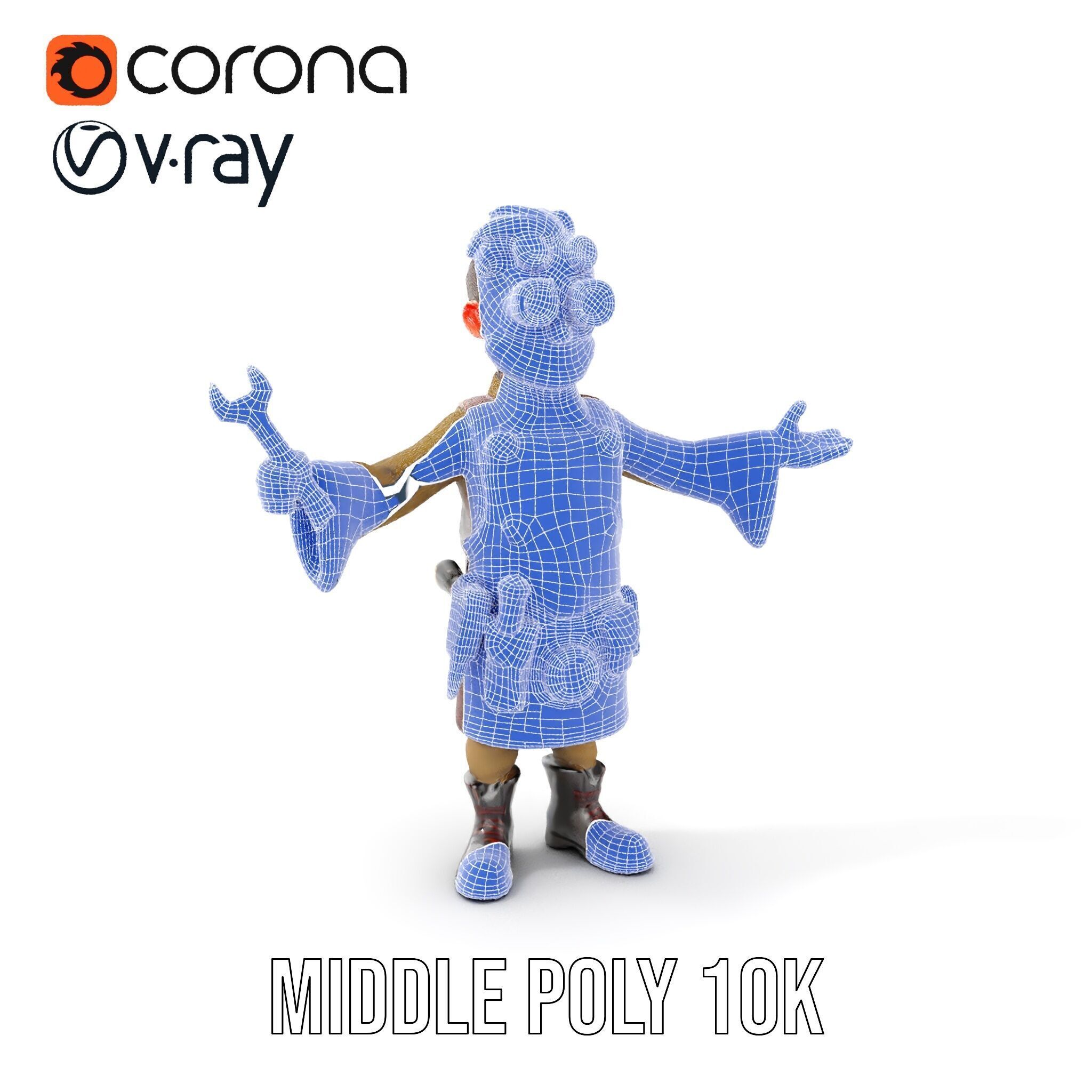 Steampunk Engineer Rigged and Animated D Character Model Low-poly 3D model_24