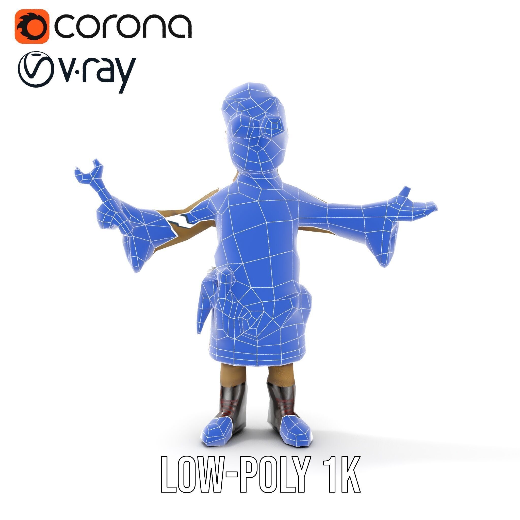 Steampunk Engineer Rigged and Animated D Character Model Low-poly 3D model_31