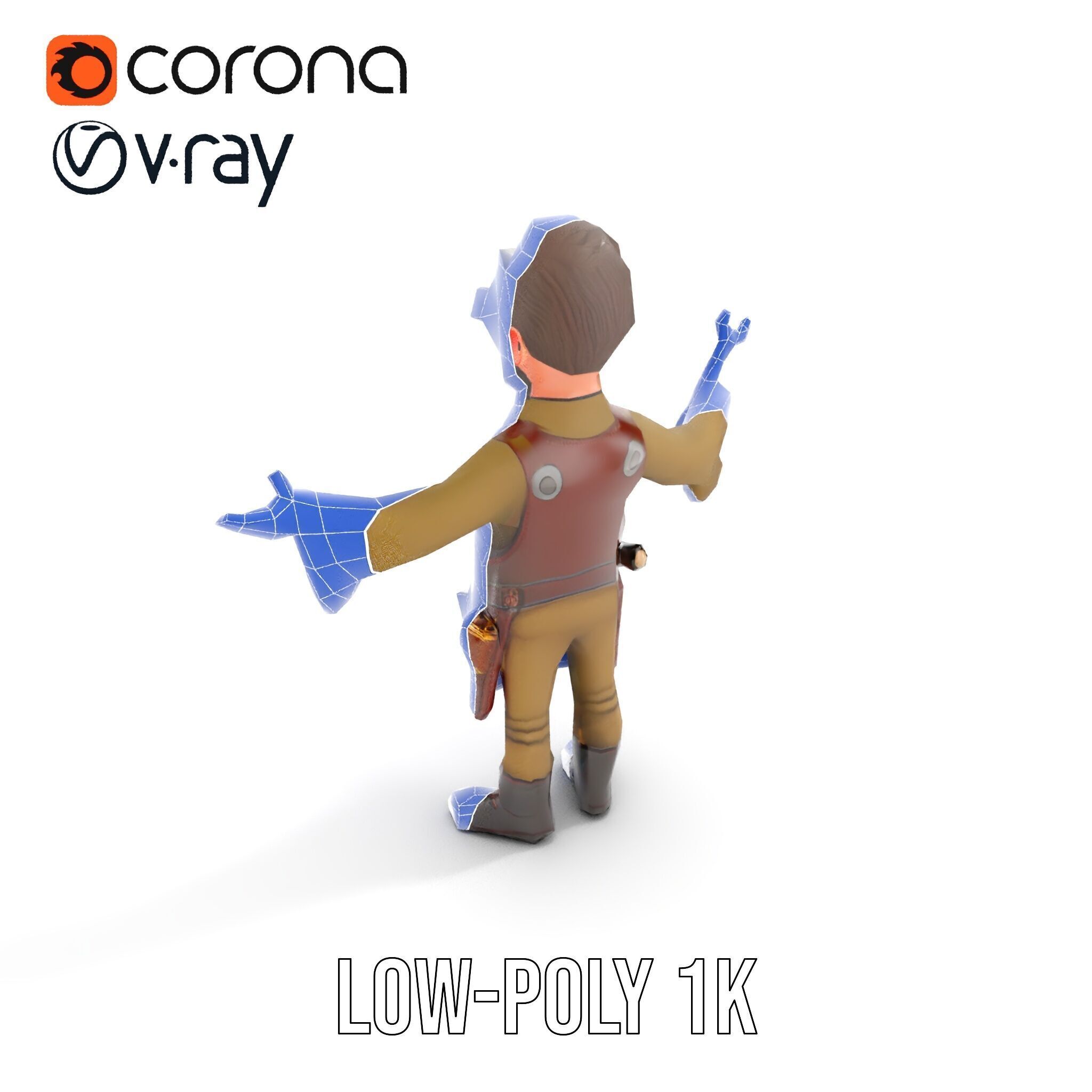 Steampunk Engineer Rigged and Animated D Character Model Low-poly 3D model_12