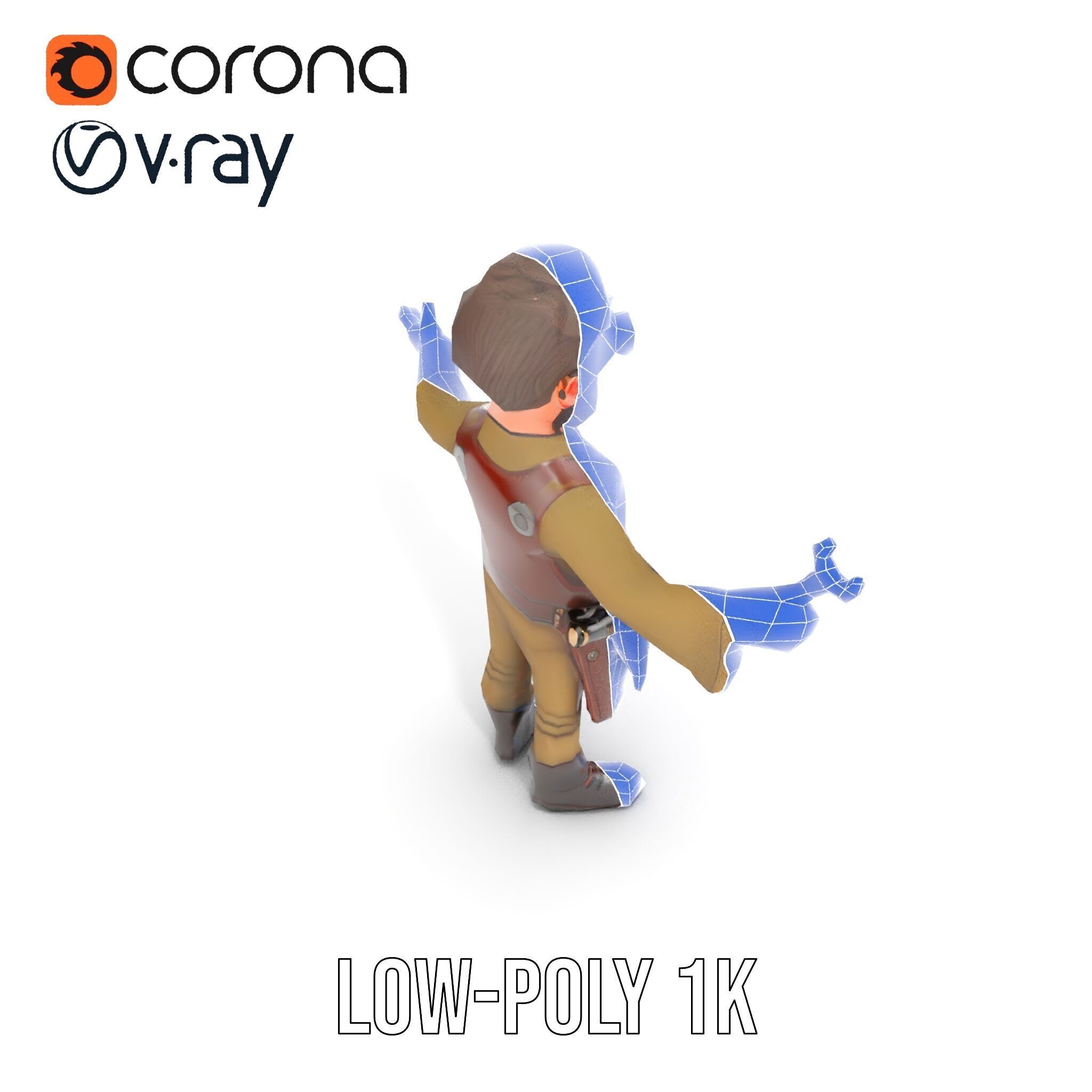 Steampunk Engineer Rigged and Animated D Character Model Low-poly 3D model_25