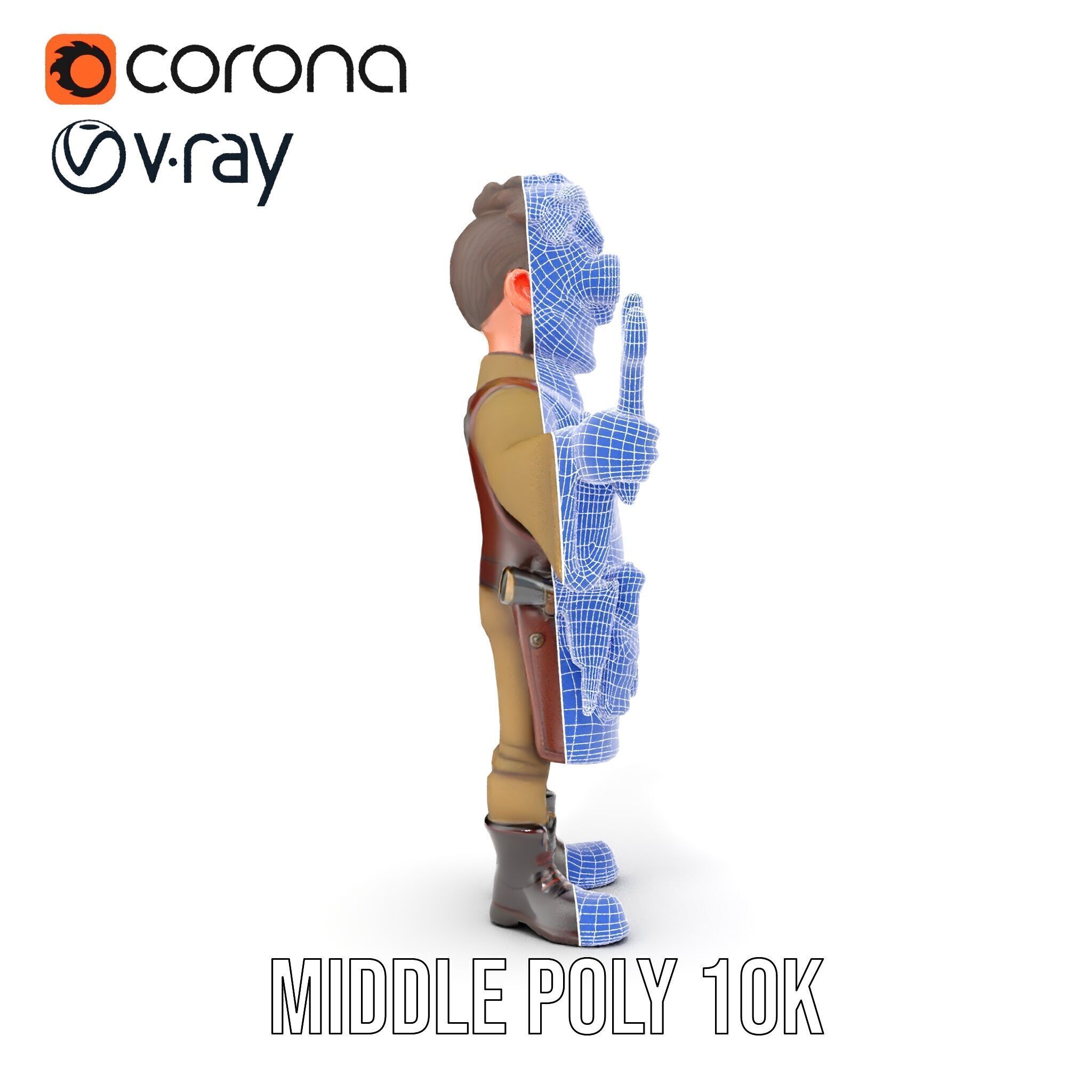 Steampunk Engineer Rigged and Animated D Character Model Low-poly 3D model_33