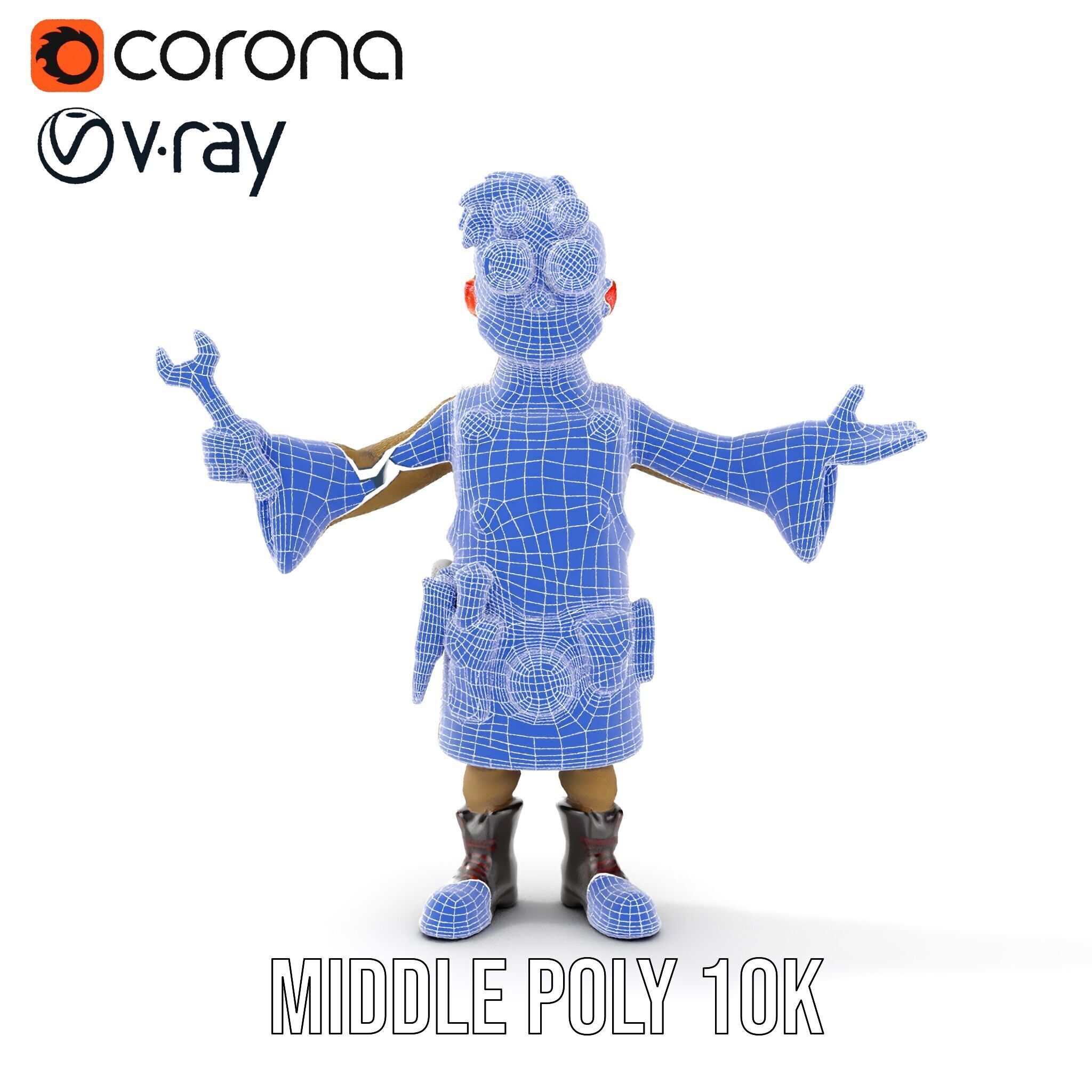 Steampunk Engineer Rigged and Animated D Character Model Low-poly 3D model_21