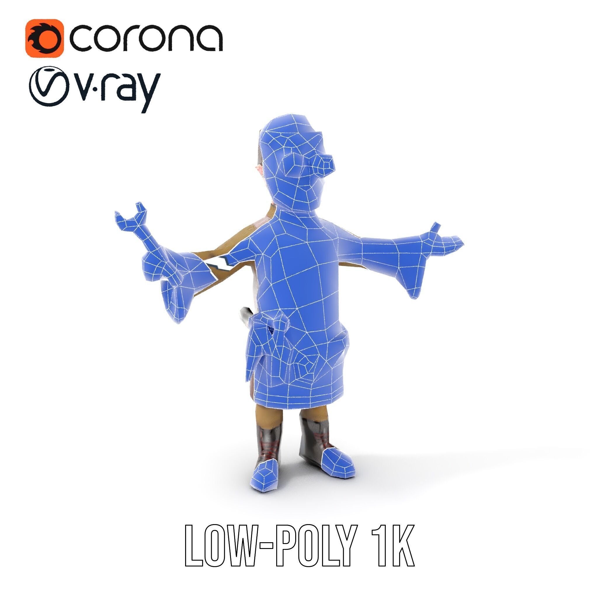 Steampunk Engineer Rigged and Animated D Character Model Low-poly 3D model_22