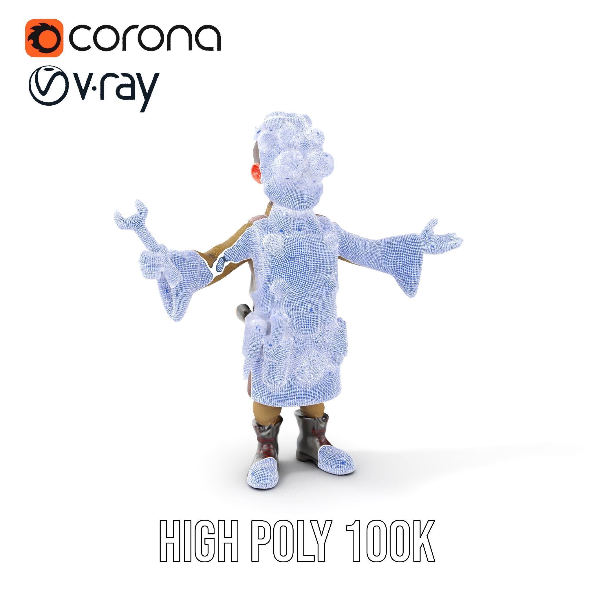 Steampunk Engineer Rigged and Animated D Character Model Low-poly 3D model_4