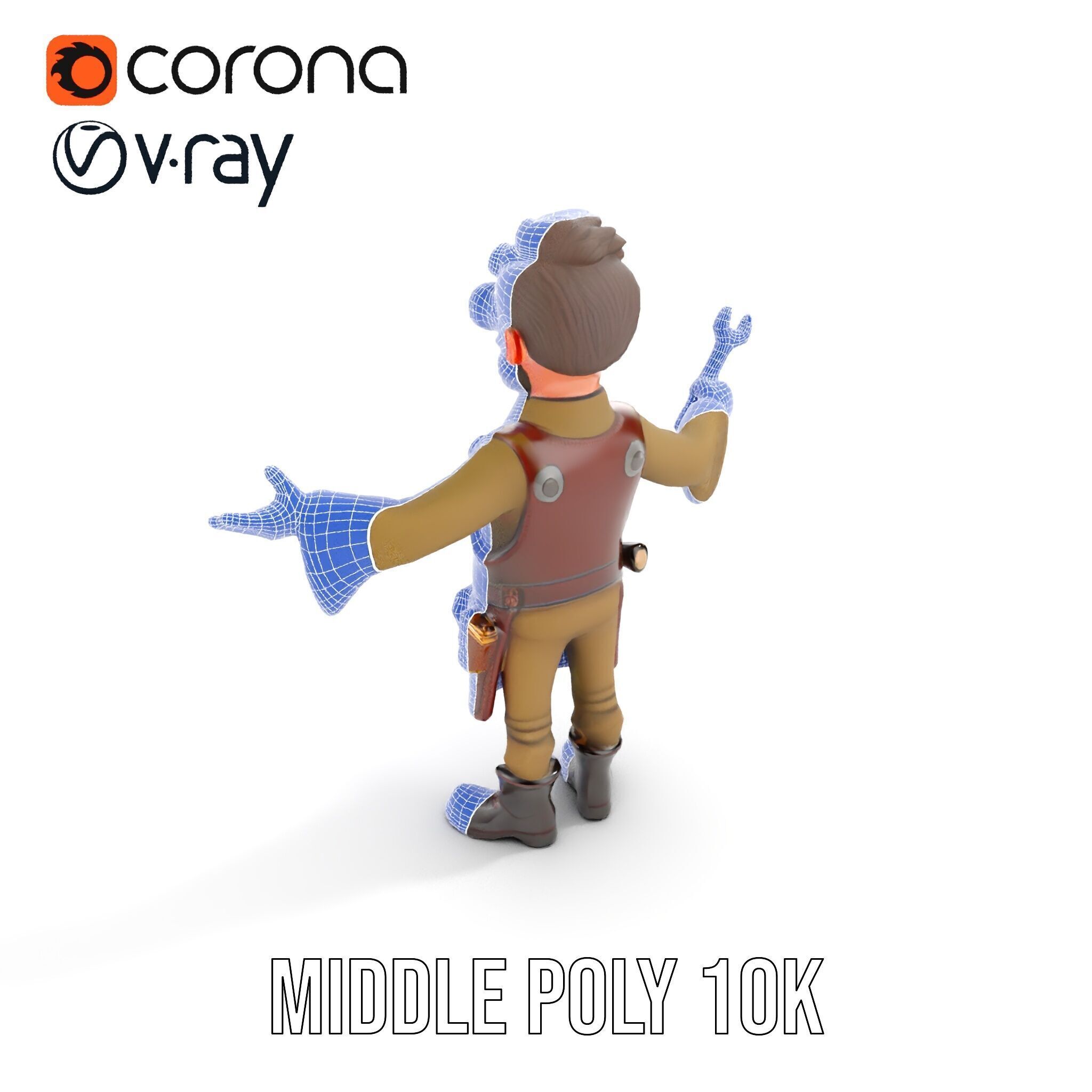 Steampunk Engineer Rigged and Animated D Character Model Low-poly 3D model_27