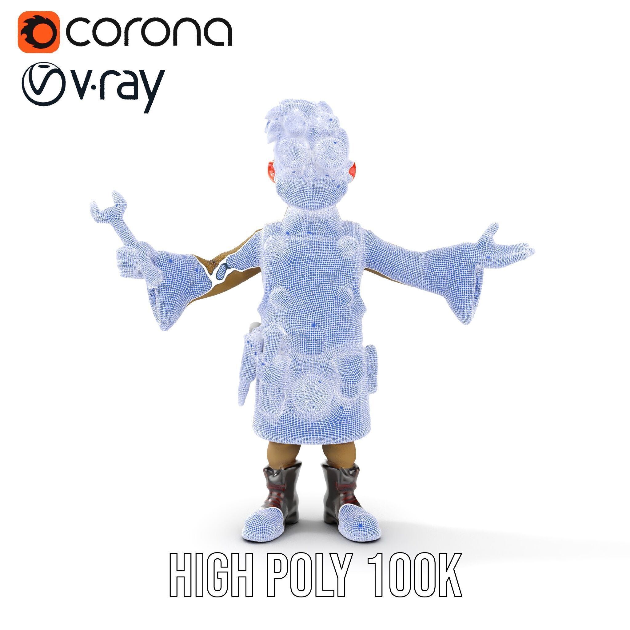 Steampunk Engineer Rigged and Animated D Character Model Low-poly 3D model_32