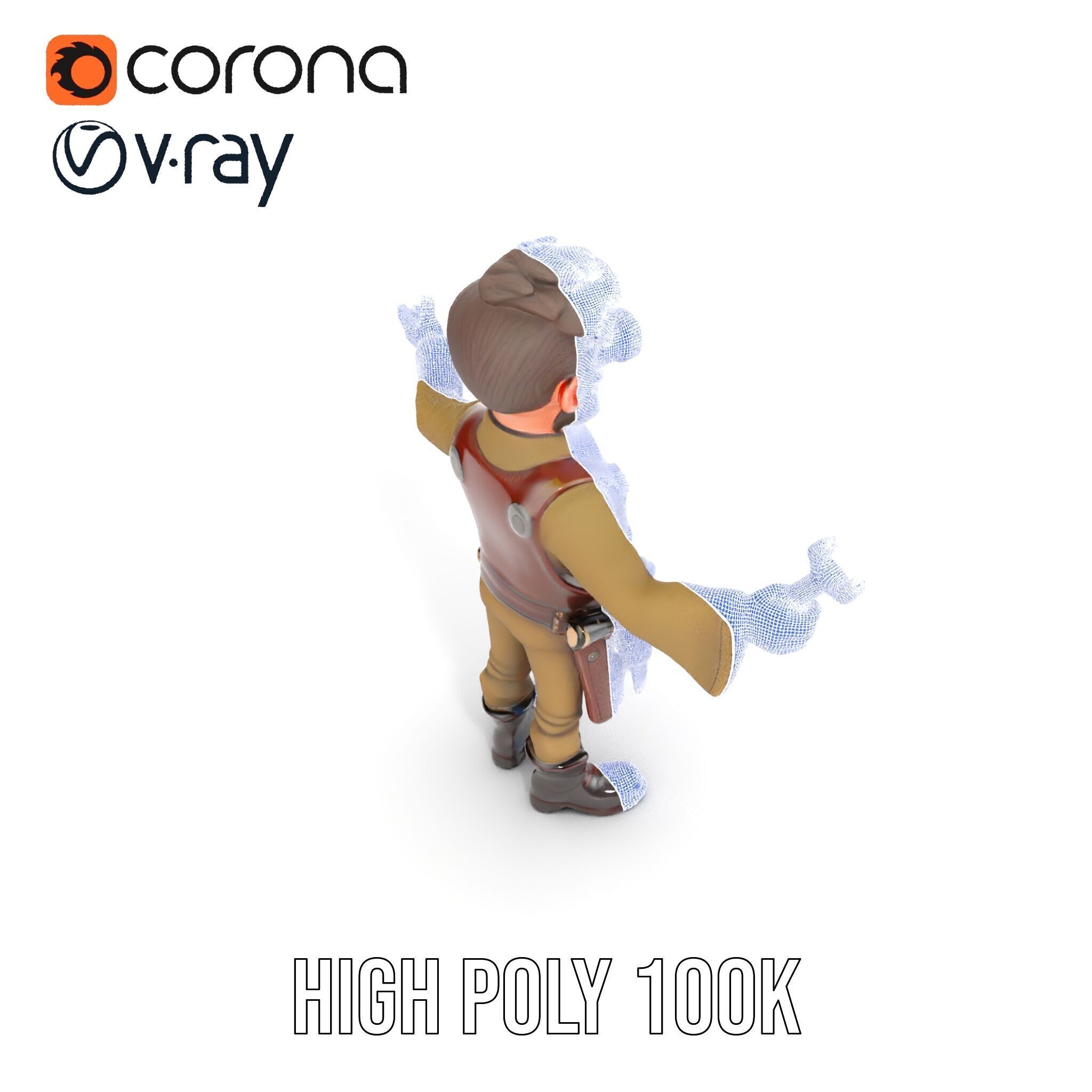 Steampunk Engineer Rigged and Animated D Character Model Low-poly 3D model_26
