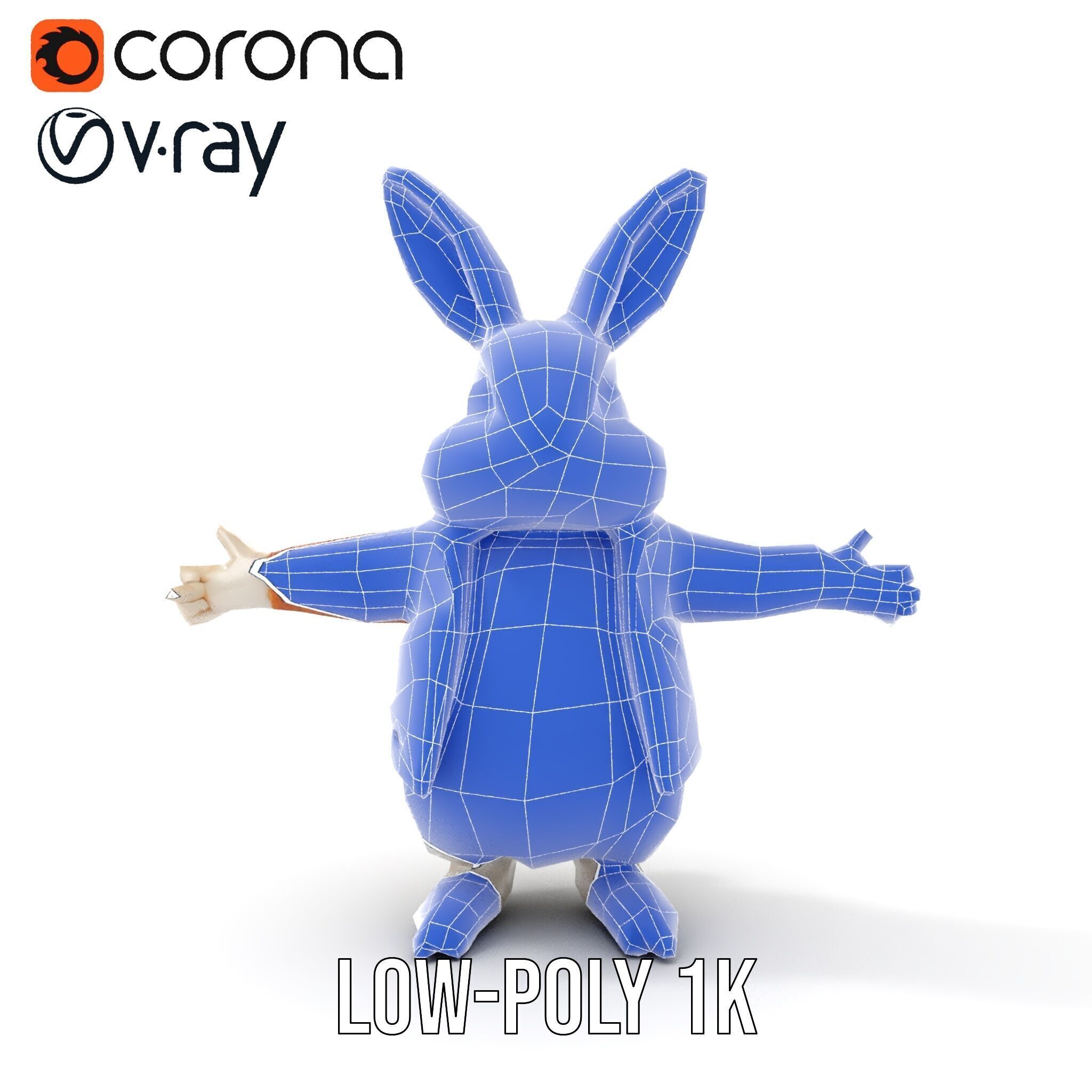 Fluffy Rabbit Character Rigged and Animated for Games and Cin... Low-poly 3D model_28