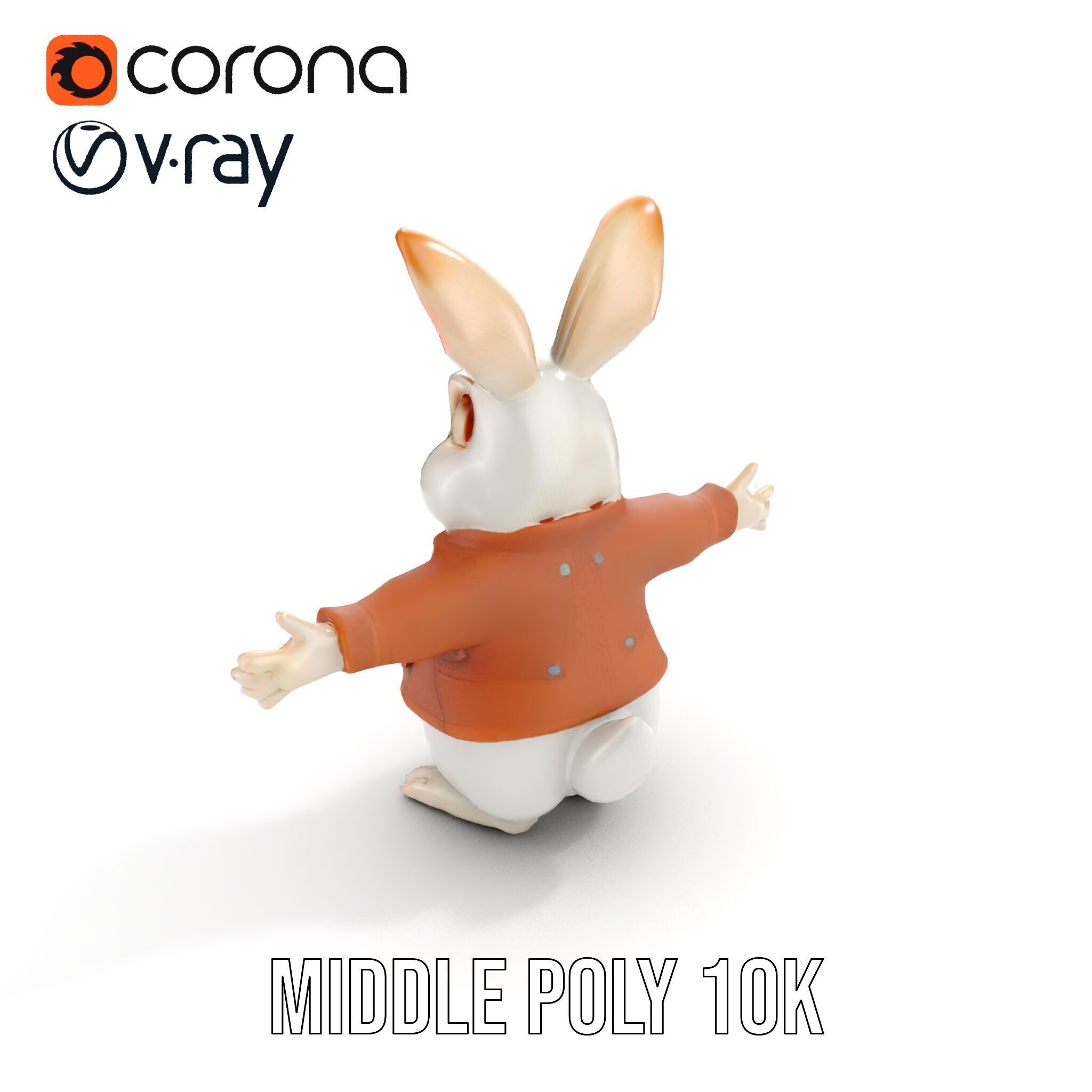 Fluffy Rabbit Character Rigged and Animated for Games and Cin... Low-poly 3D model_14