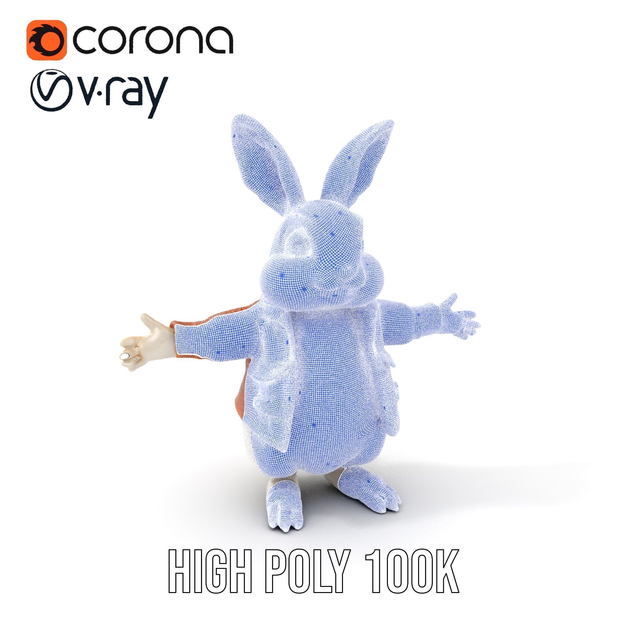 Fluffy Rabbit Character Rigged and Animated for Games and Cin... Low-poly 3D model_4