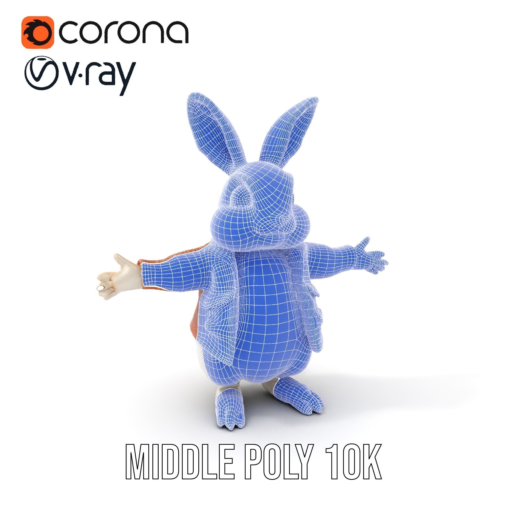 Fluffy Rabbit Character Rigged and Animated for Games and Cin... Low-poly 3D model_27