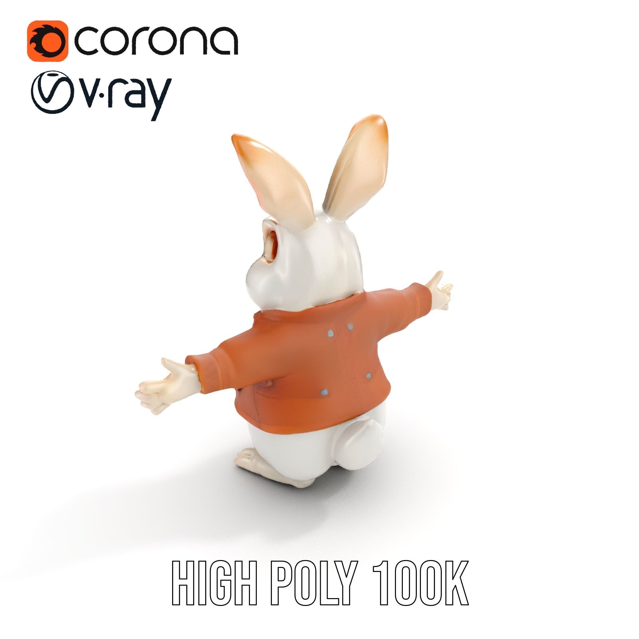 Fluffy Rabbit Character Rigged and Animated for Games and Cin... Low-poly 3D model_10