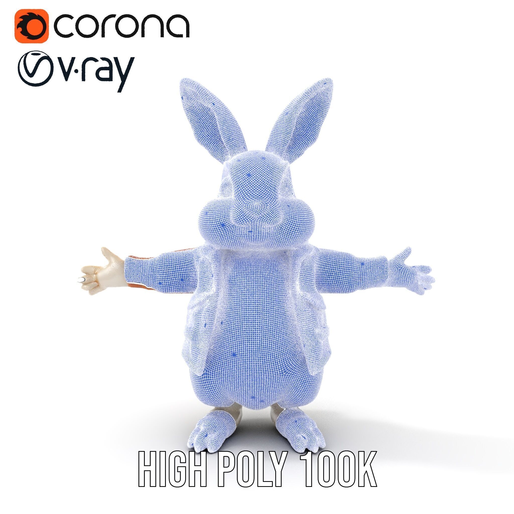 Fluffy Rabbit Character Rigged and Animated for Games and Cin... Low-poly 3D model_35