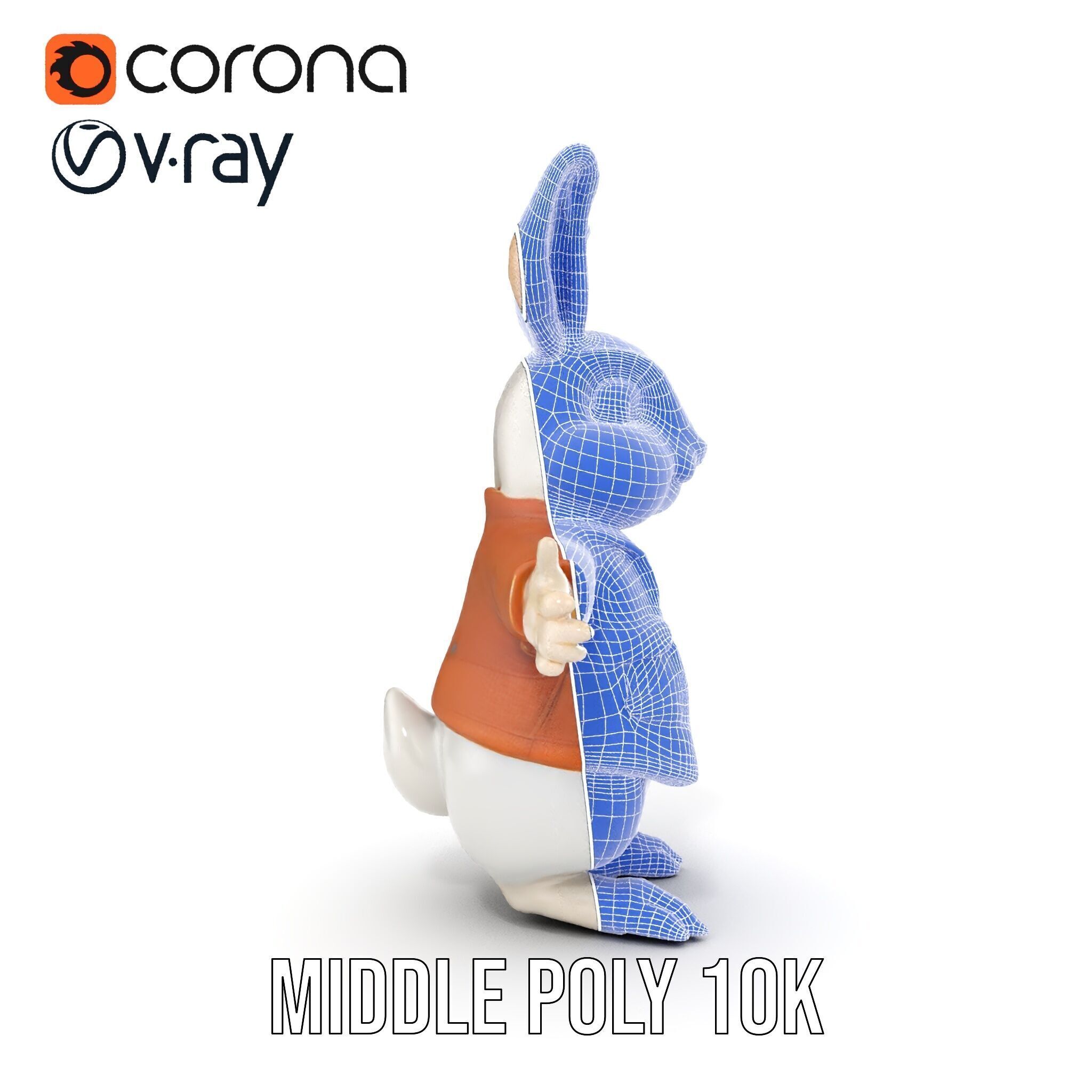 Fluffy Rabbit Character Rigged and Animated for Games and Cin... Low-poly 3D model_36