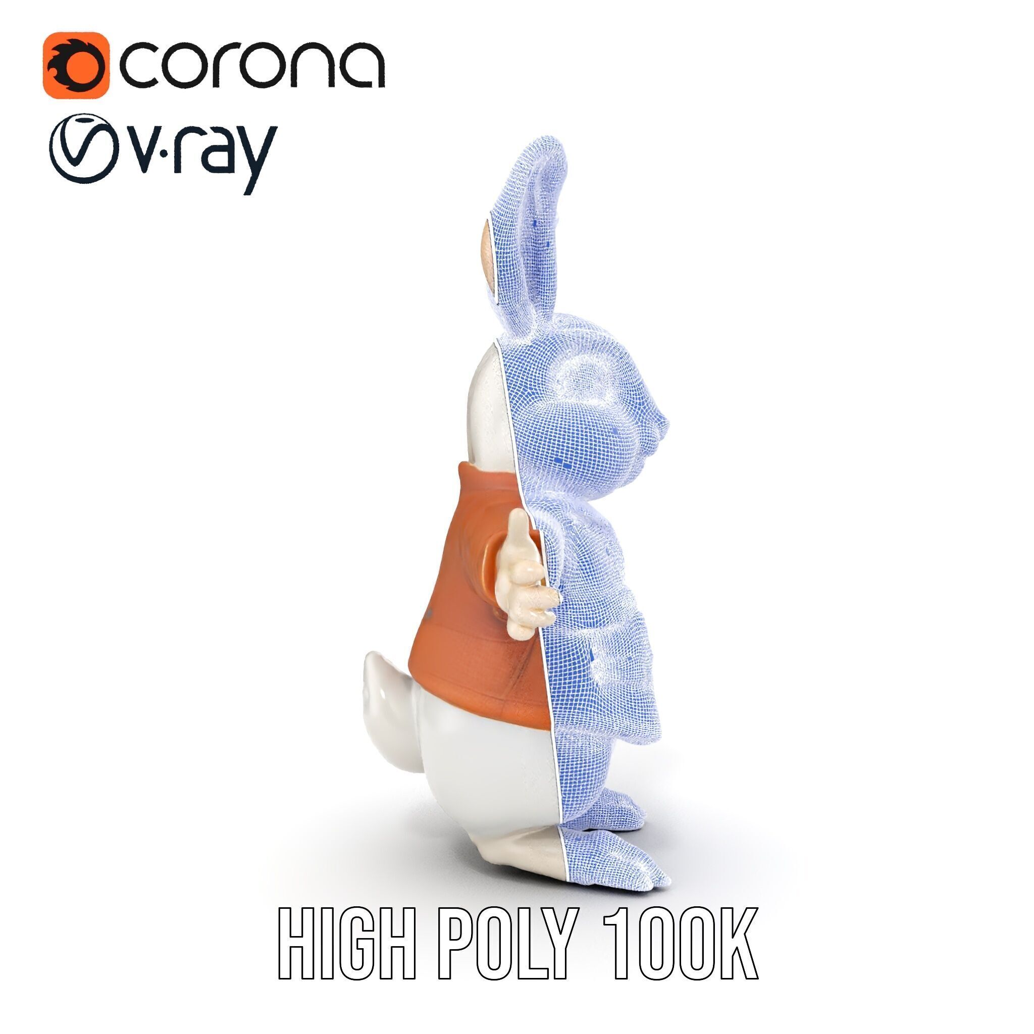 Fluffy Rabbit Character Rigged and Animated for Games and Cin... Low-poly 3D model_29