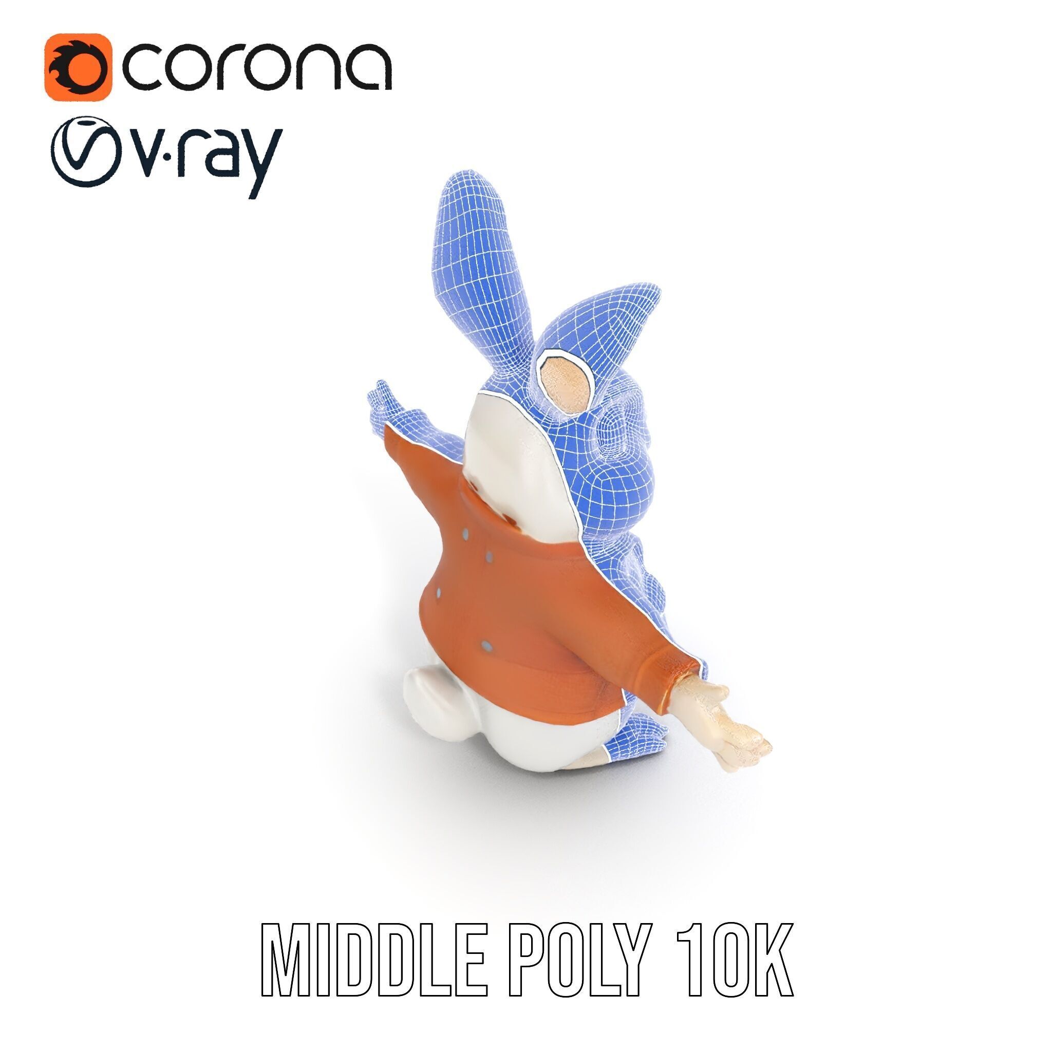 Fluffy Rabbit Character Rigged and Animated for Games and Cin... Low-poly 3D model_30
