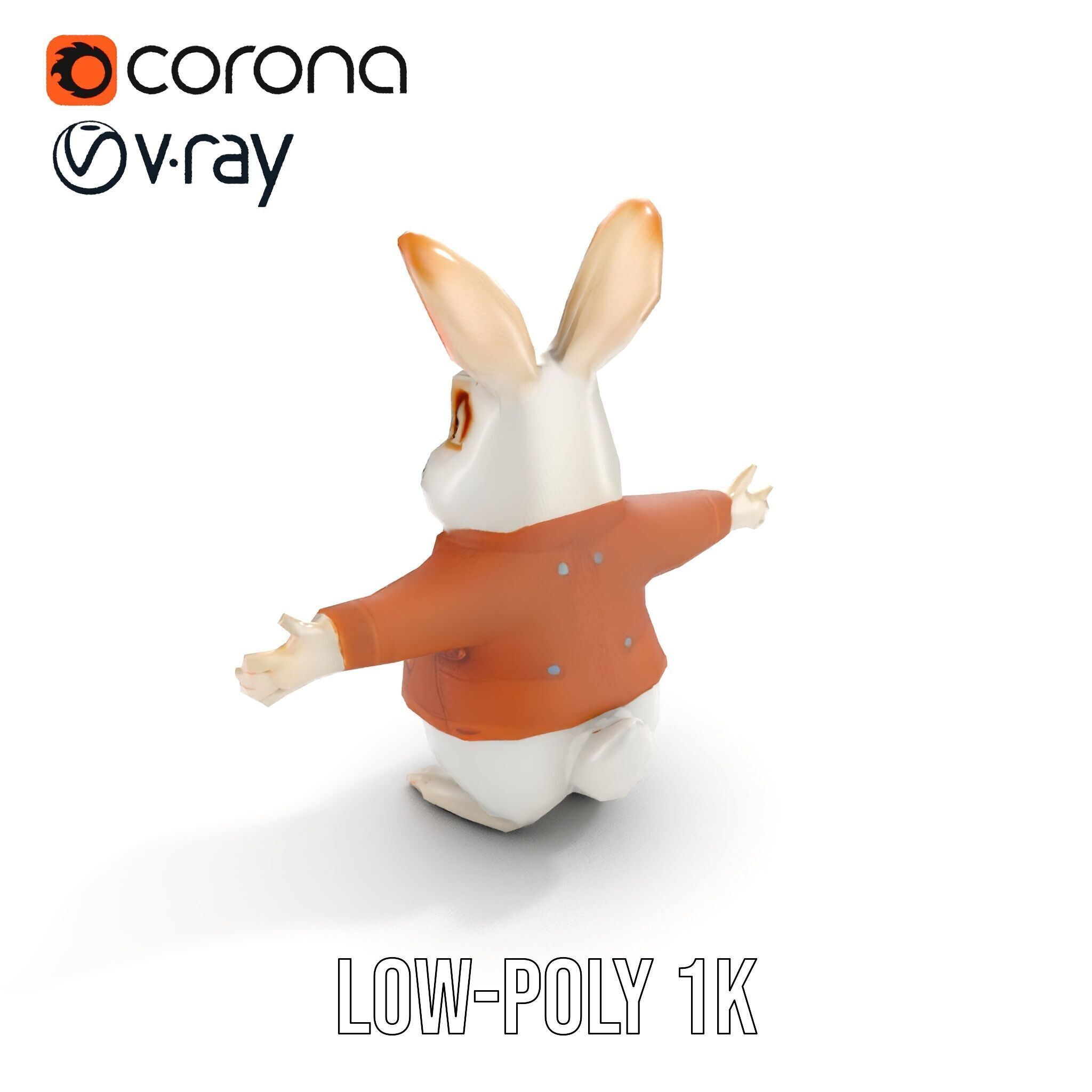 Fluffy Rabbit Character Rigged and Animated for Games and Cin... Low-poly 3D model_12