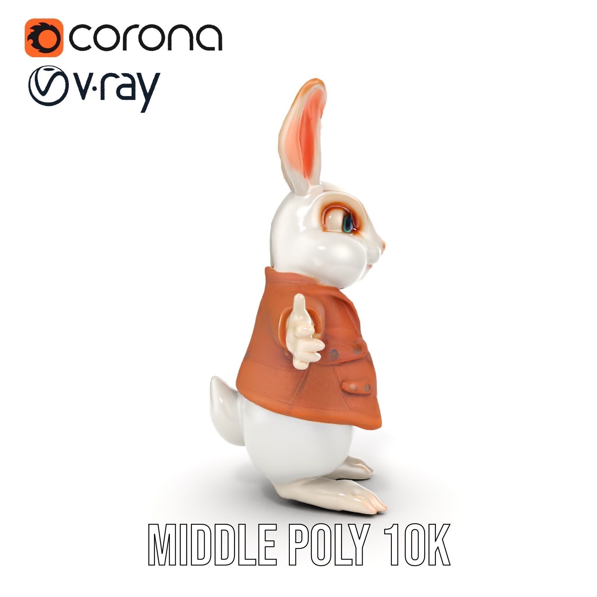 Fluffy Rabbit Character Rigged and Animated for Games and Cin... Low-poly 3D model_24