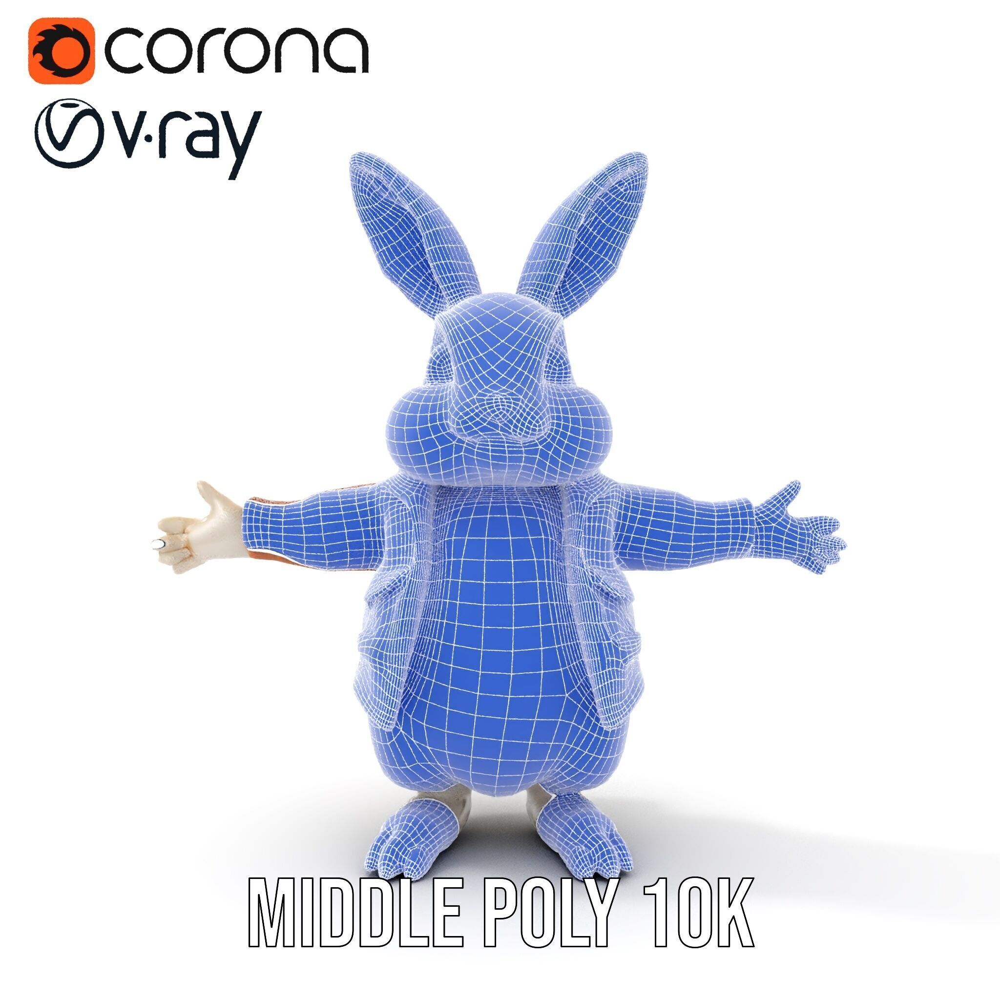 Fluffy Rabbit Character Rigged and Animated for Games and Cin... Low-poly 3D model_21