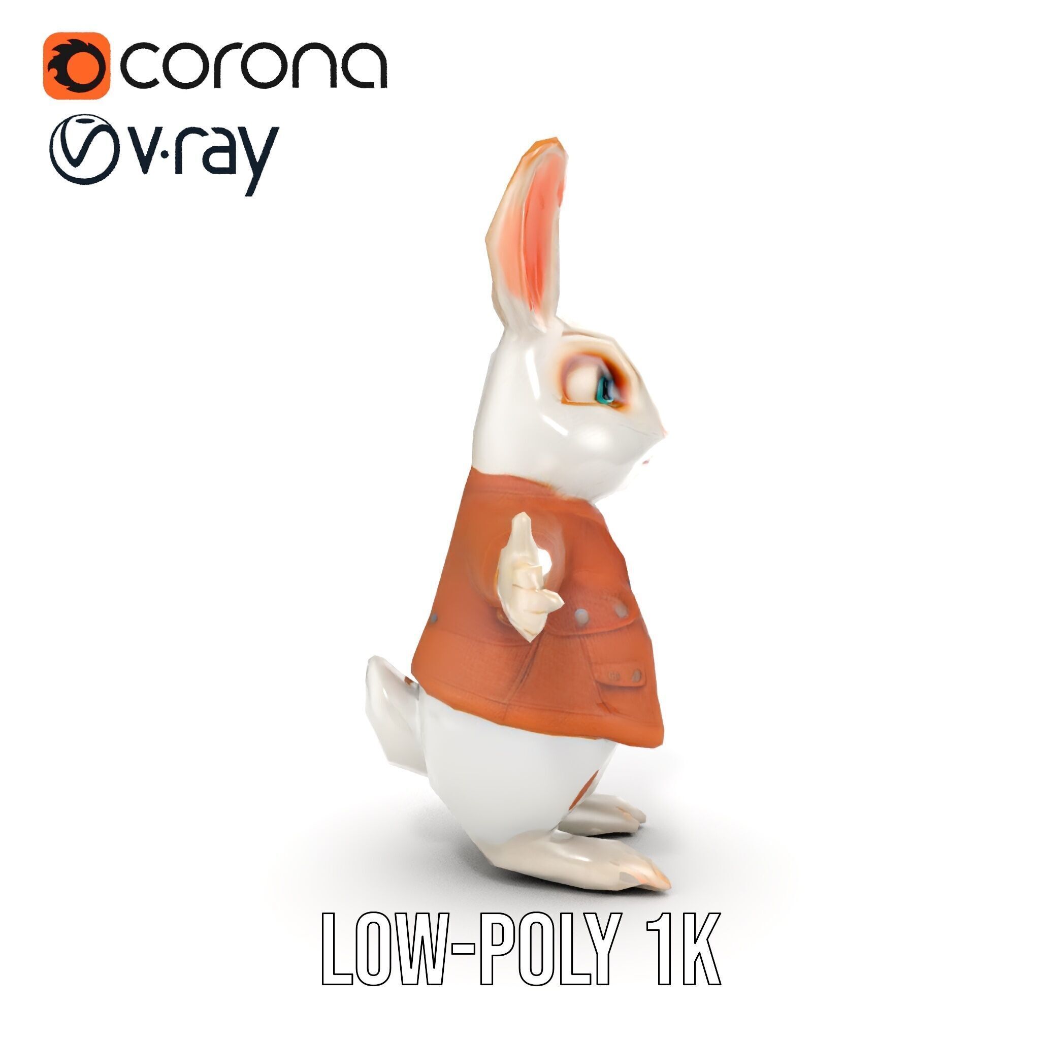 Fluffy Rabbit Character Rigged and Animated for Games and Cin... Low-poly 3D model_20