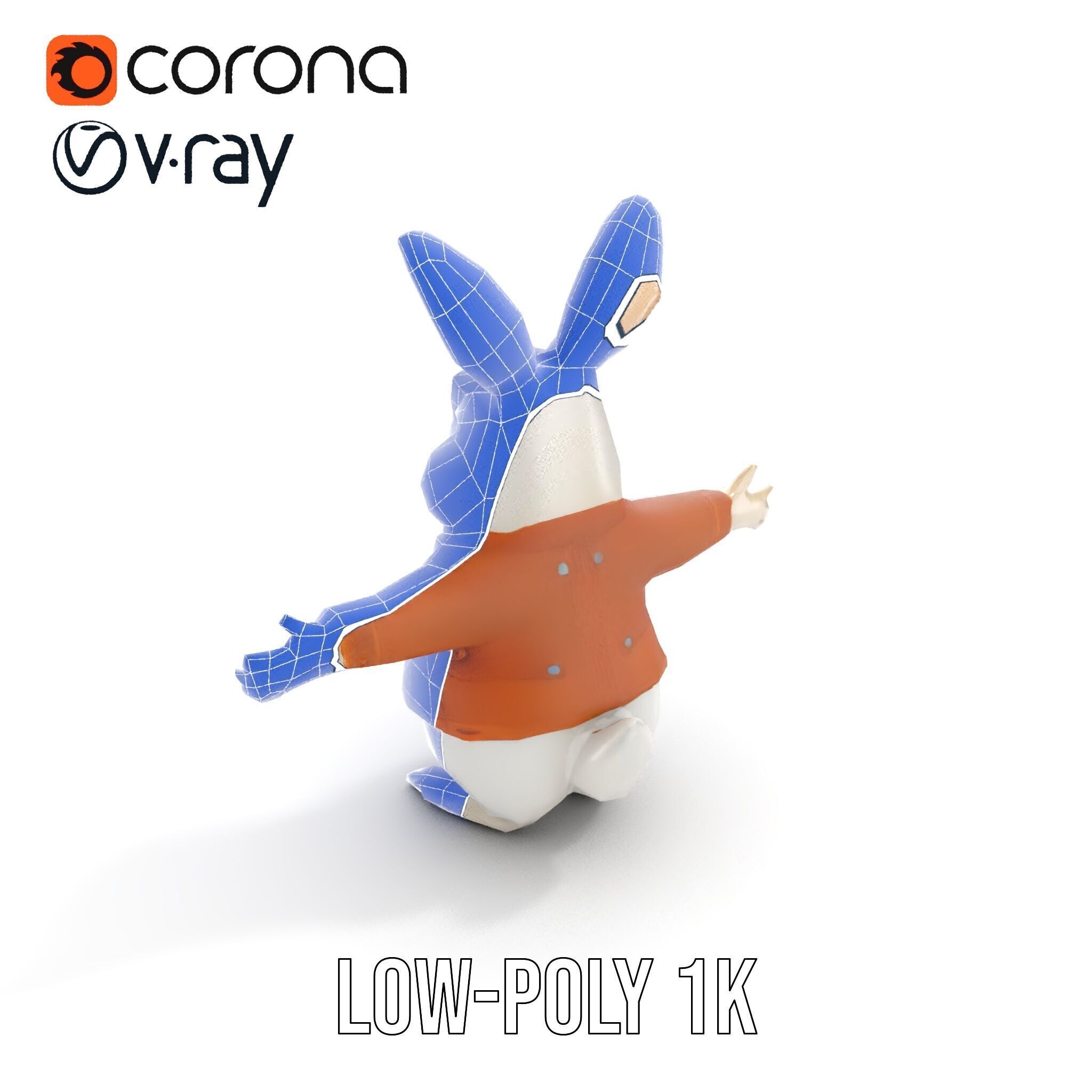 Fluffy Rabbit Character Rigged and Animated for Games and Cin... Low-poly 3D model_7