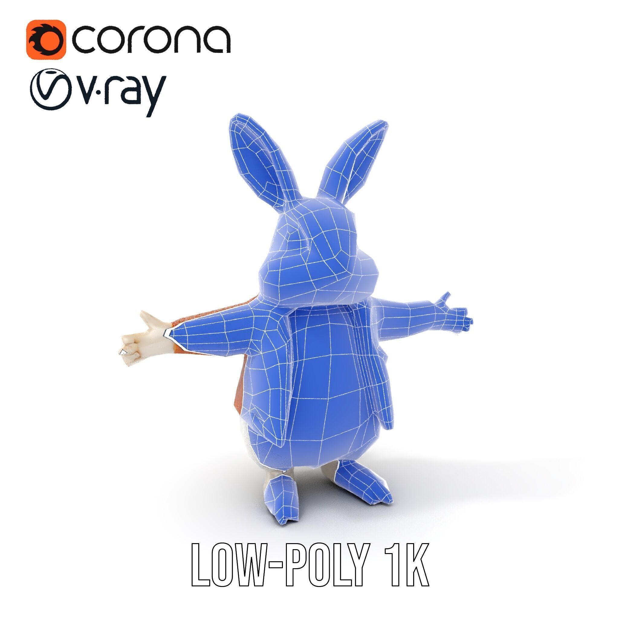 Fluffy Rabbit Character Rigged and Animated for Games and Cin... Low-poly 3D model_22