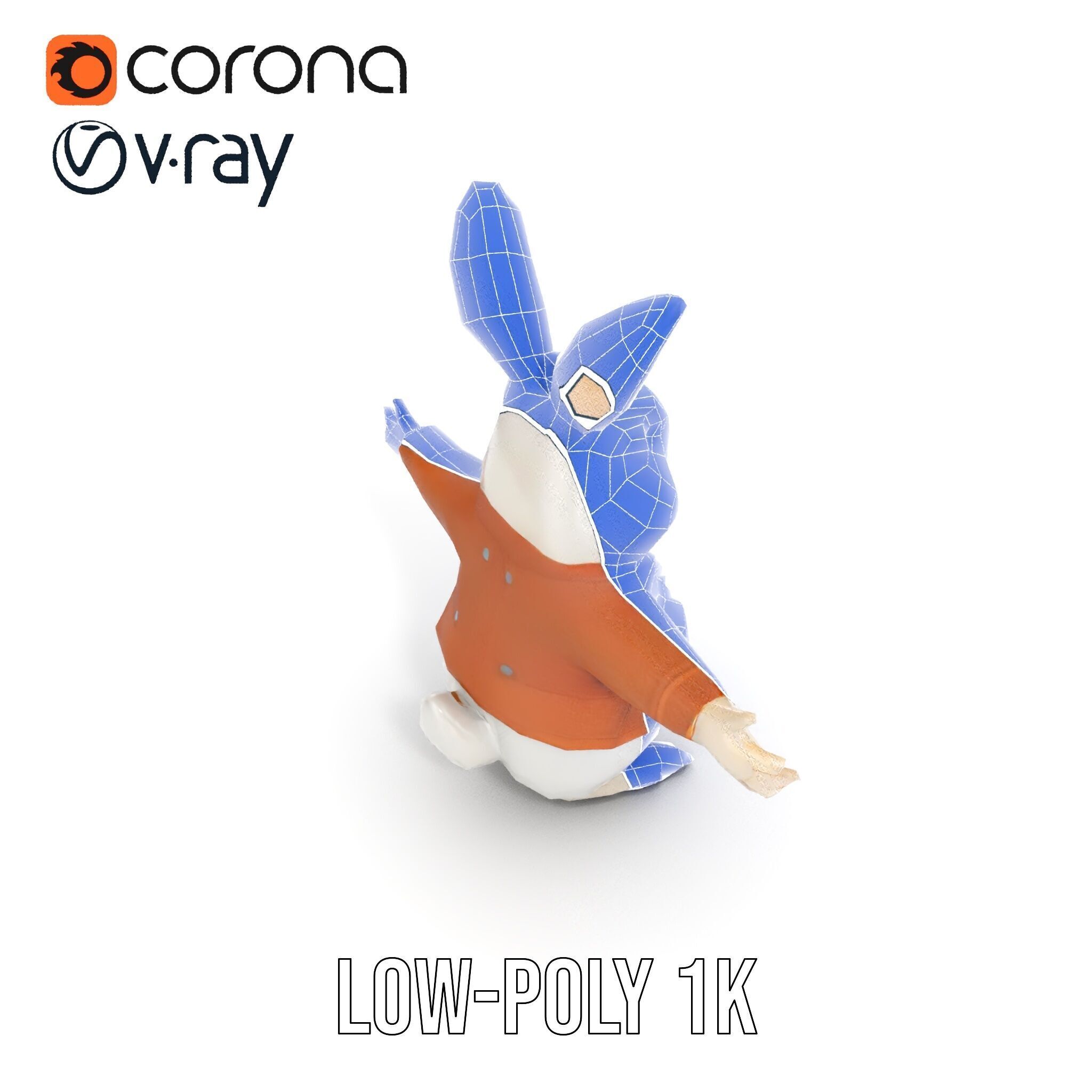 Fluffy Rabbit Character Rigged and Animated for Games and Cin... Low-poly 3D model_18