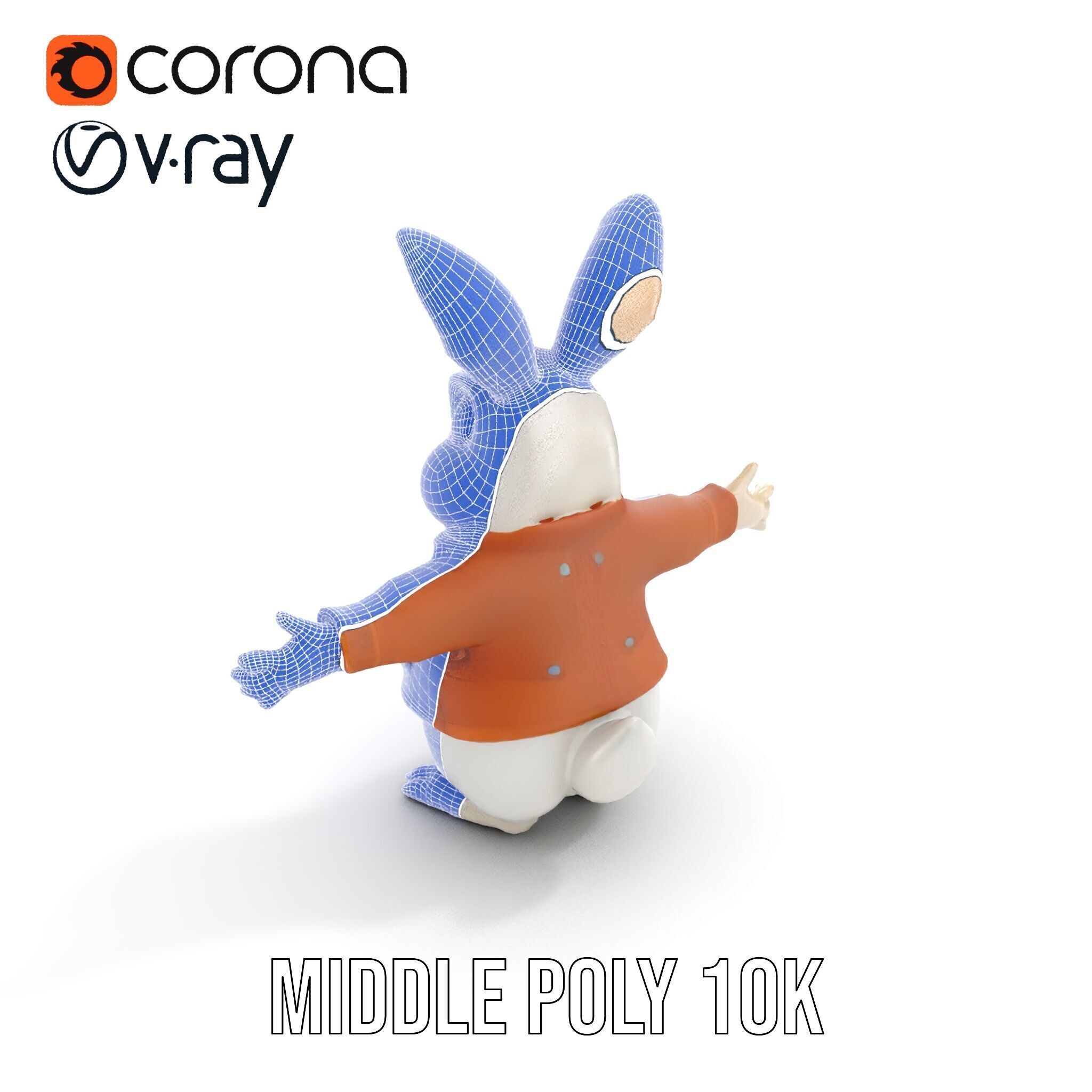 Fluffy Rabbit Character Rigged and Animated for Games and Cin... Low-poly 3D model_33