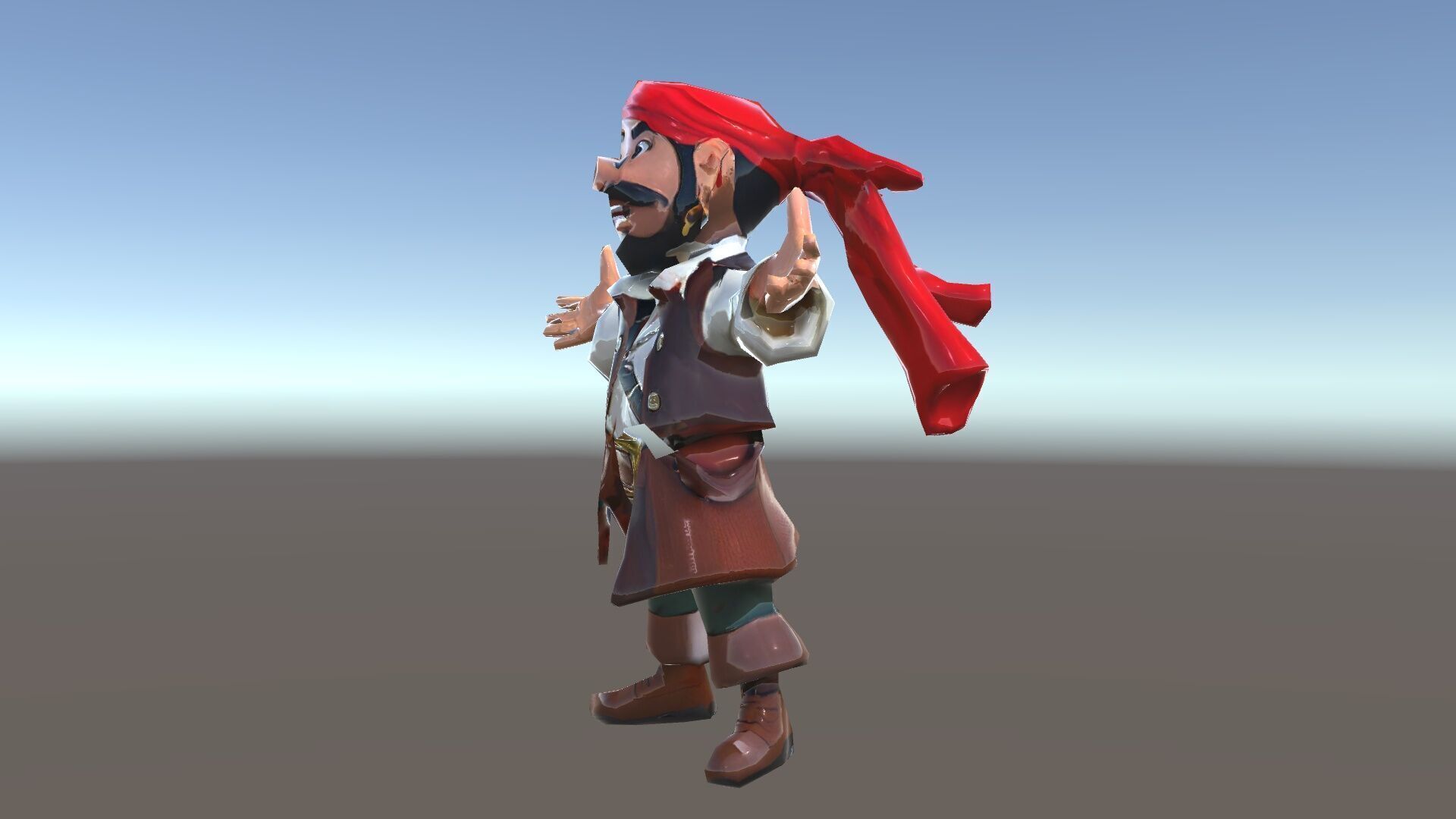 Charming Cartoon Pirate Character Model  Rigged and Animated Low-poly 3D model_34