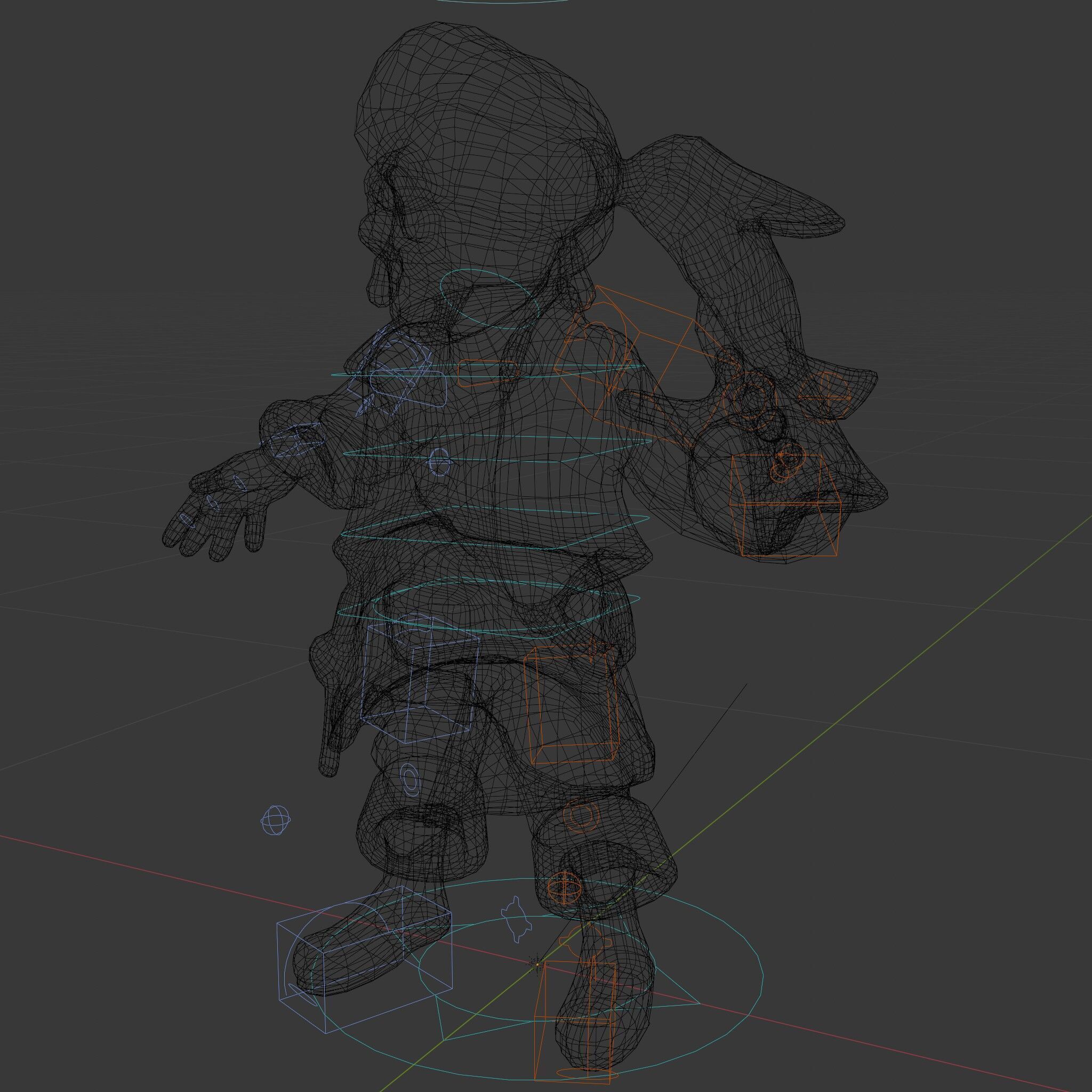 Charming Cartoon Pirate Character Model  Rigged and Animated Low-poly 3D model_6