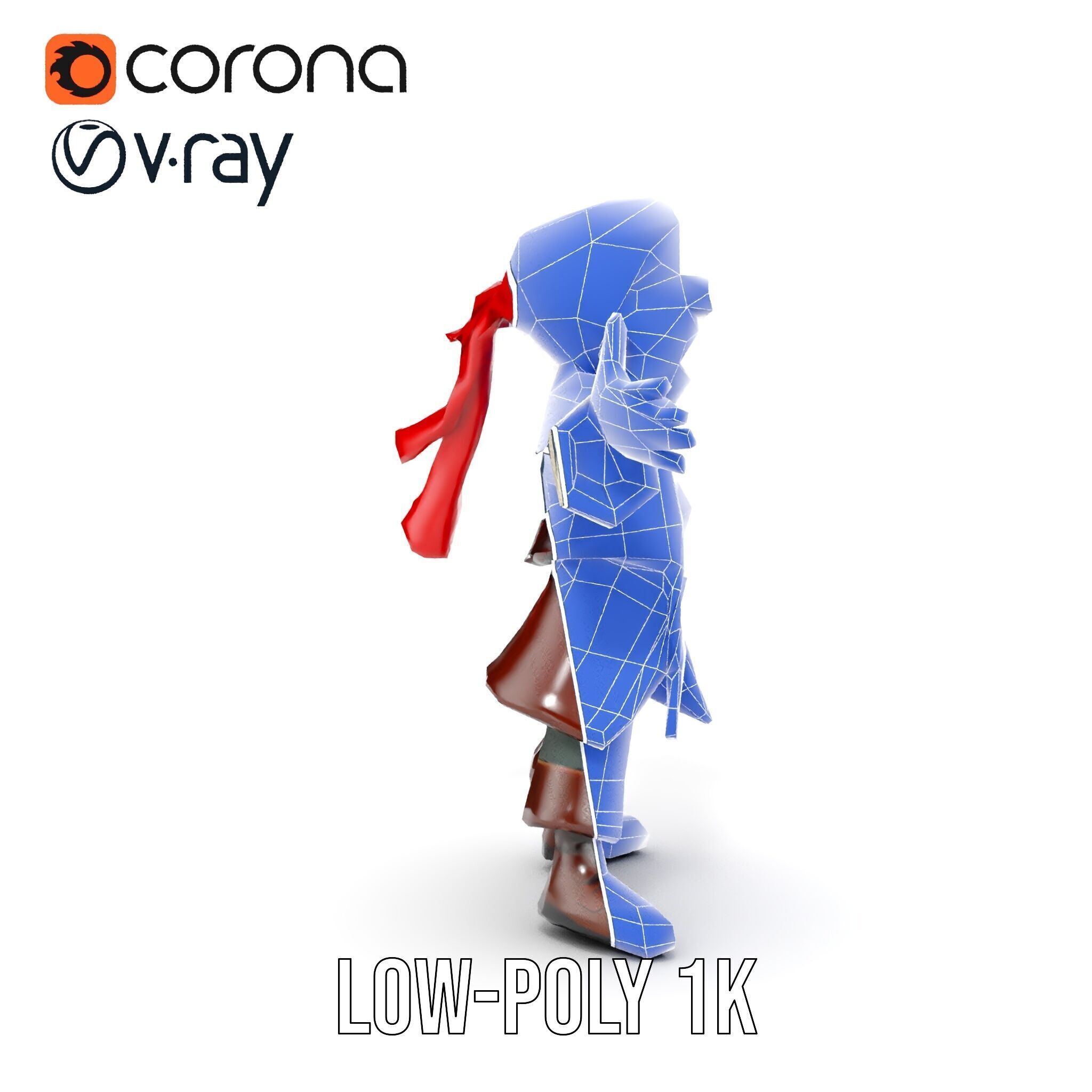Charming Cartoon Pirate Character Model  Rigged and Animated Low-poly 3D model_20