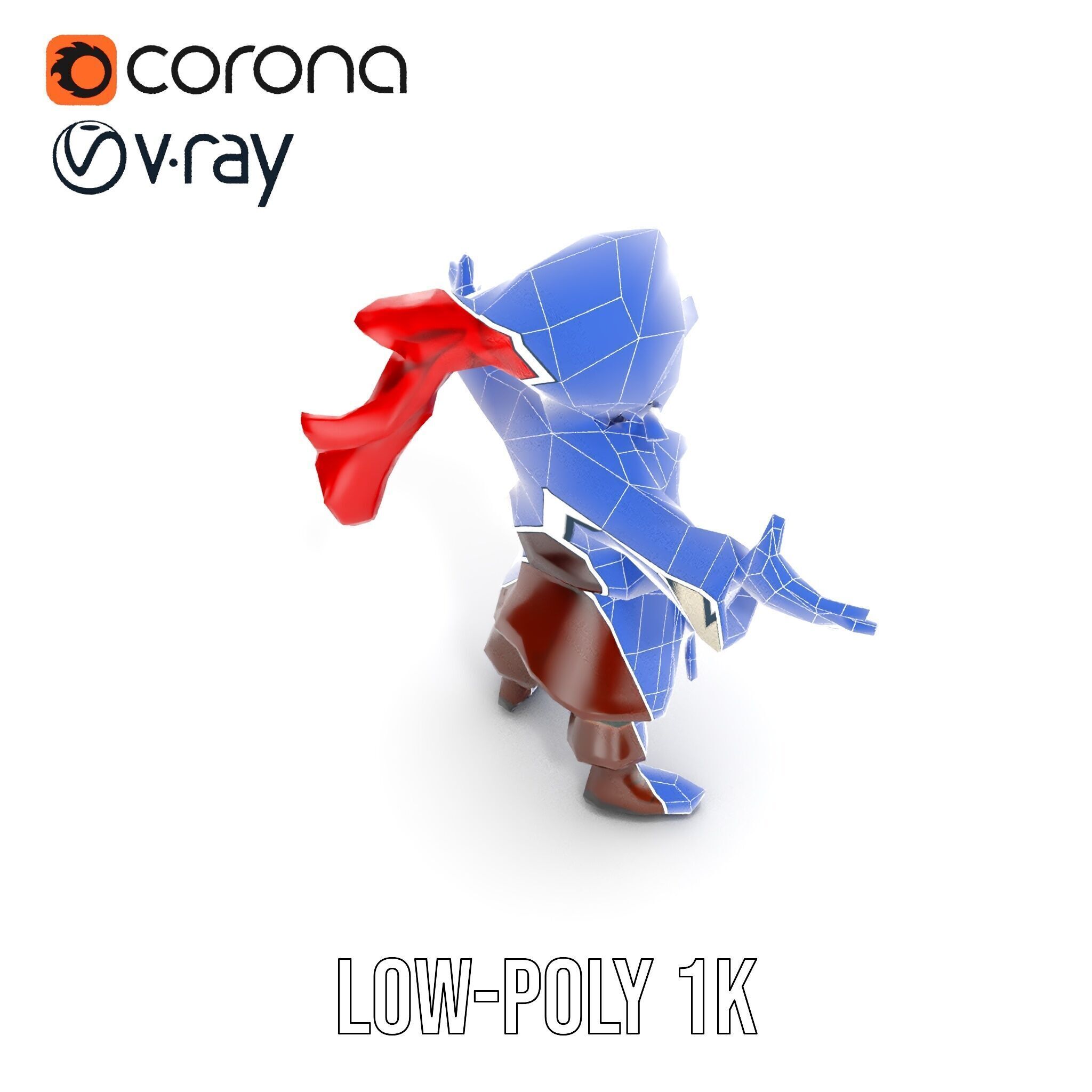 Charming Cartoon Pirate Character Model  Rigged and Animated Low-poly 3D model_31