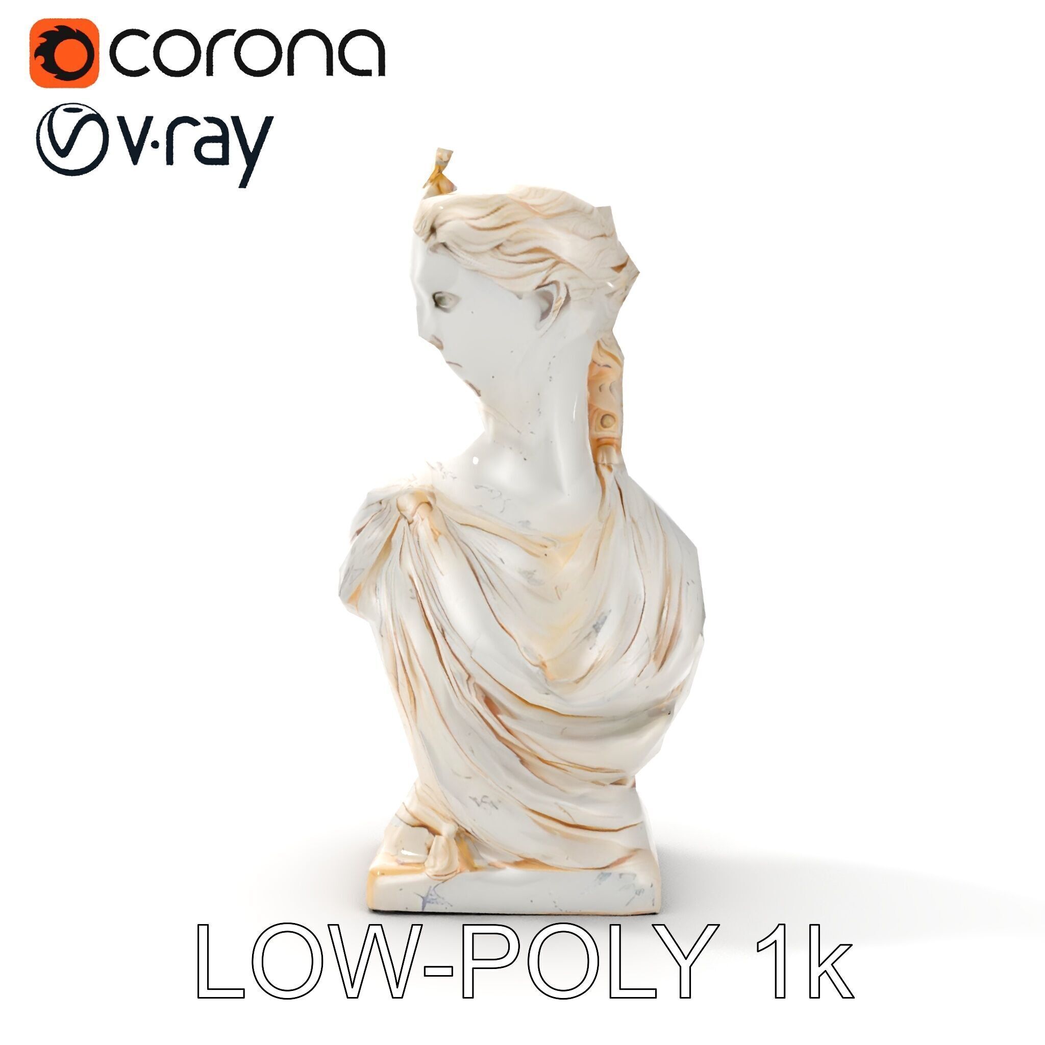 Classical Bust Sculpture Model Pack Low-poly 3D model_9