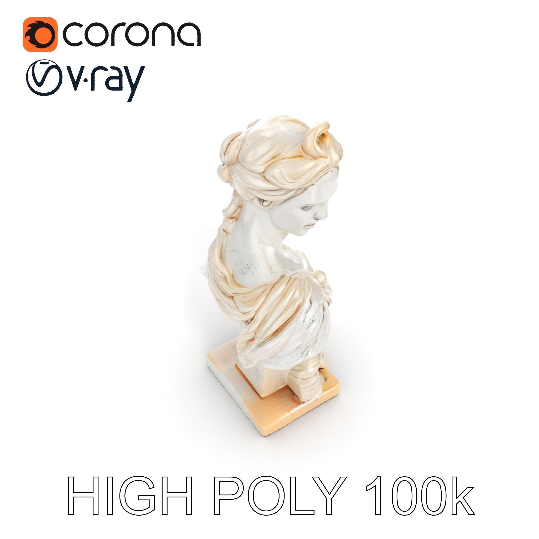 Classical Bust Sculpture Model Pack Low-poly 3D model_27