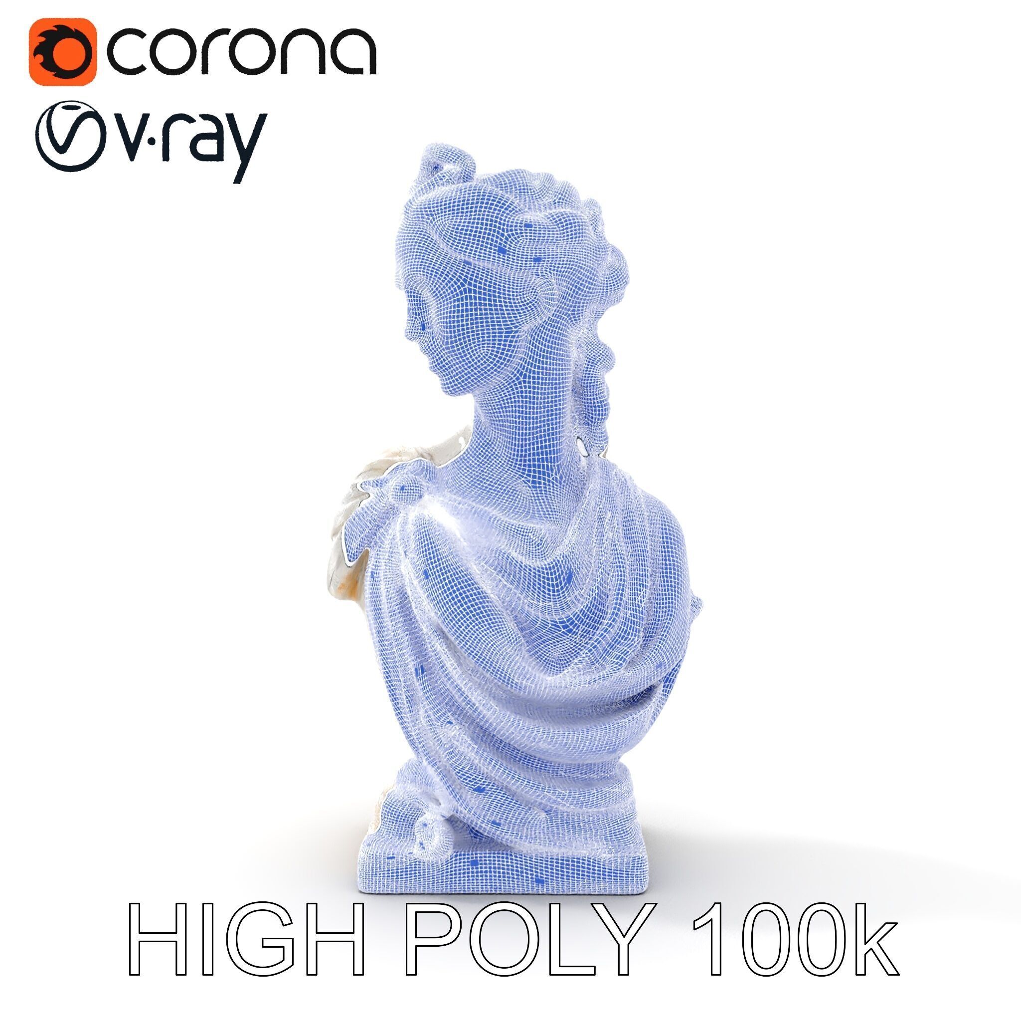 Classical Bust Sculpture Model Pack Low-poly 3D model_10
