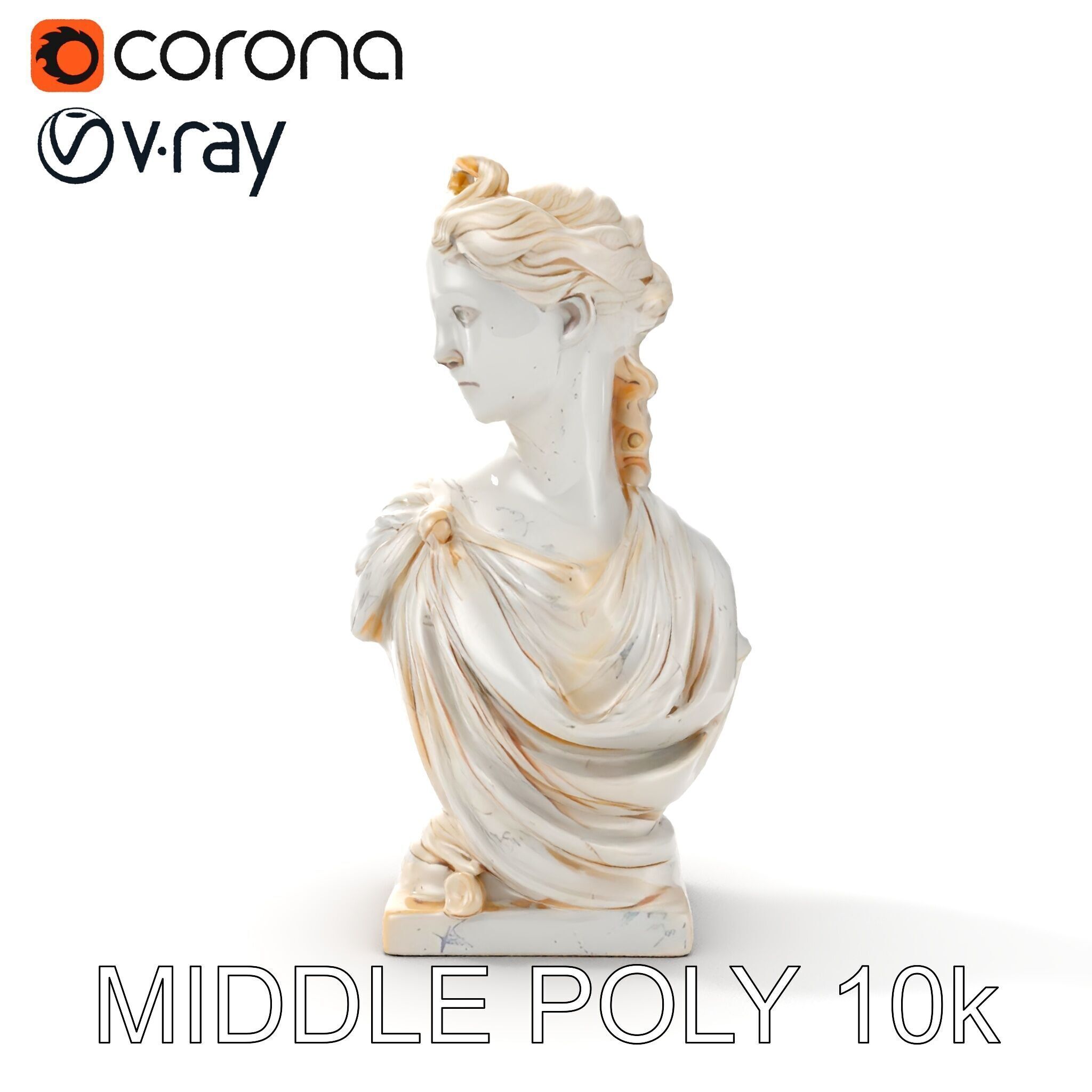 Classical Bust Sculpture Model Pack Low-poly 3D model_22