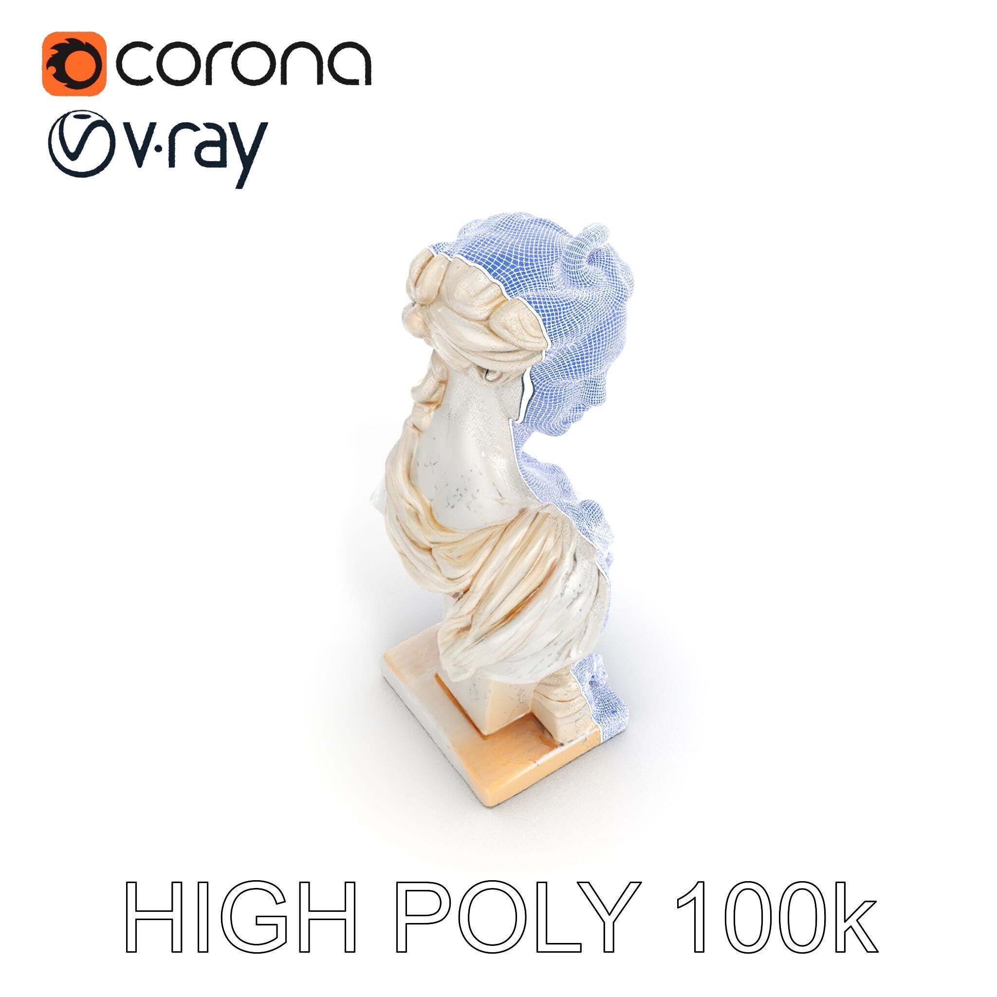 Classical Bust Sculpture Model Pack Low-poly 3D model_35