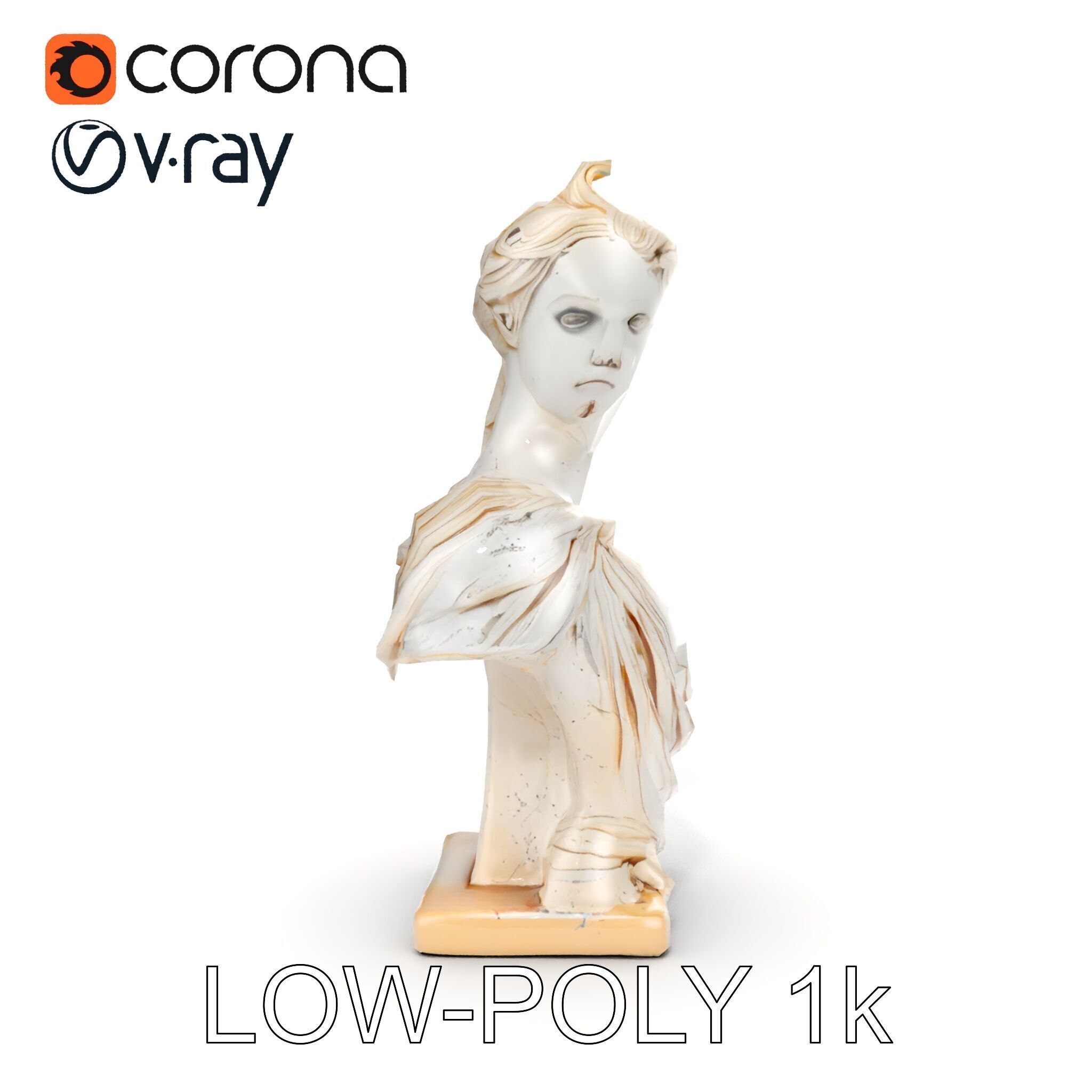 Classical Bust Sculpture Model Pack Low-poly 3D model_18