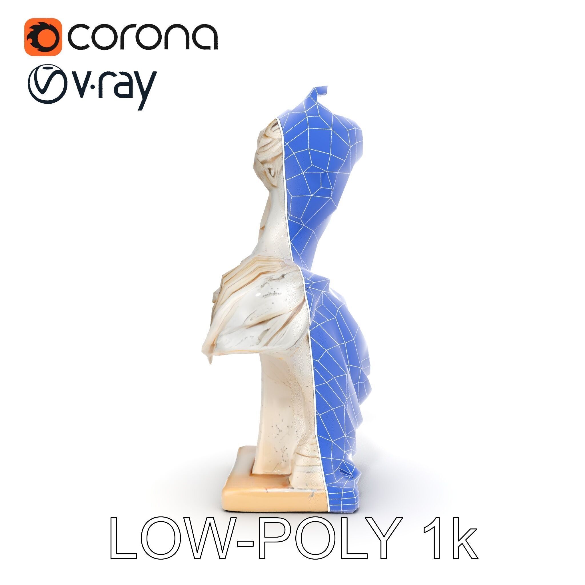 Classical Bust Sculpture Model Pack Low-poly 3D model_20