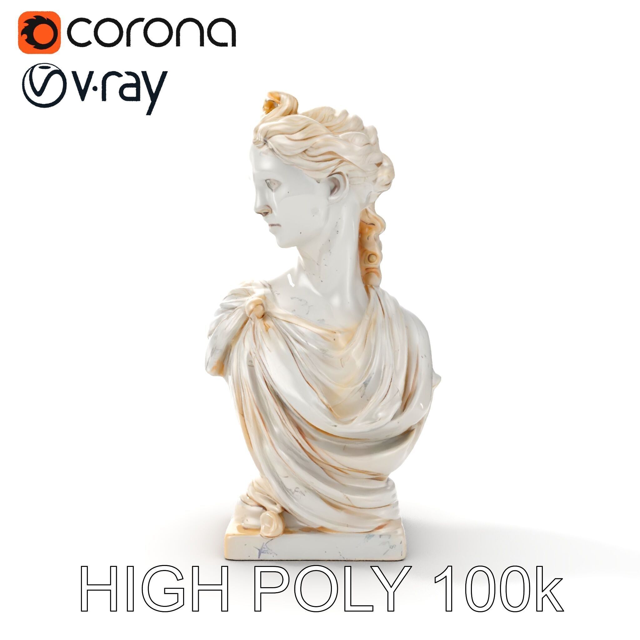 Classical Bust Sculpture Model Pack Low-poly 3D model_16