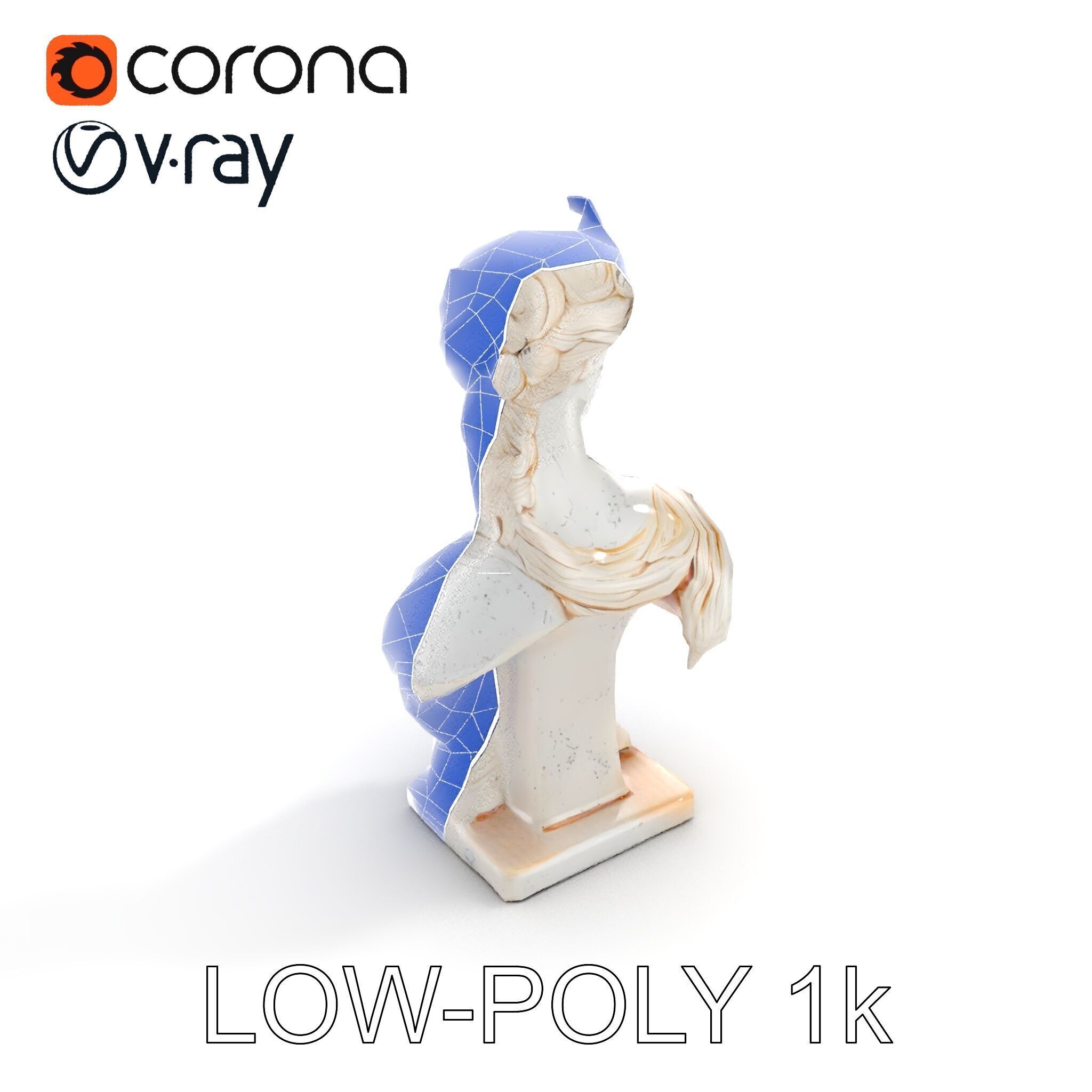 Classical Bust Sculpture Model Pack Low-poly 3D model_7