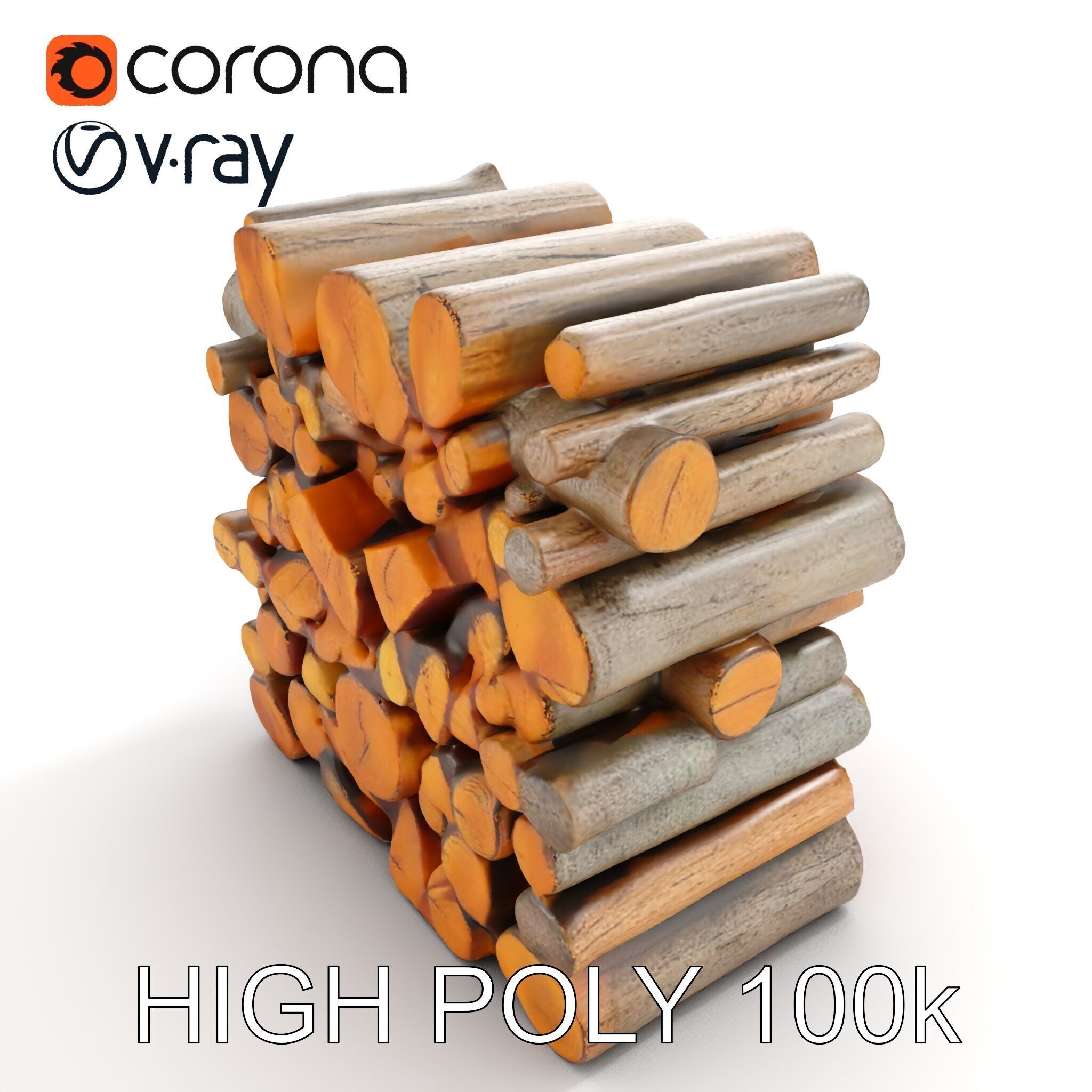 Stacked Wooden Logs Model Pack Low-poly 3D model_18