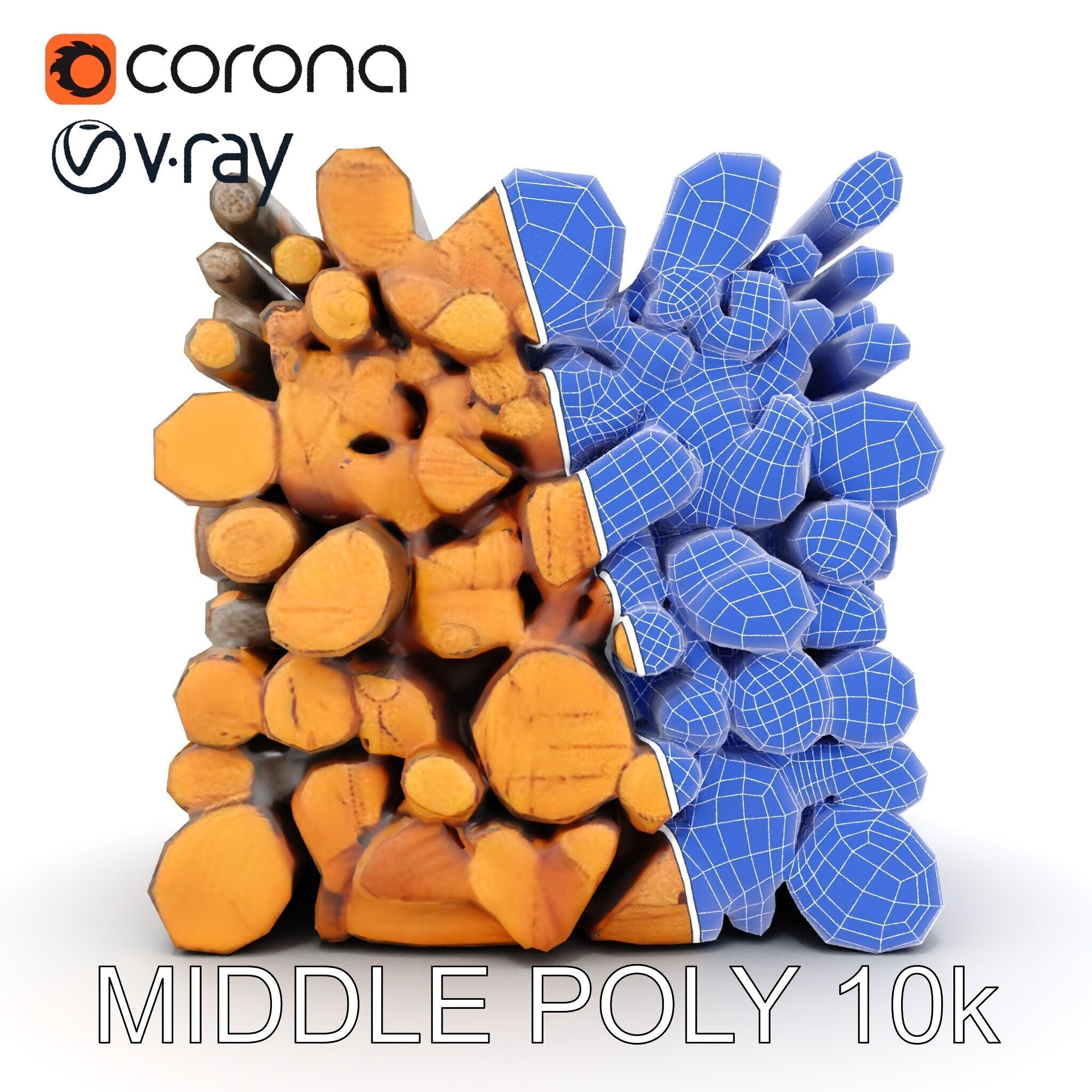 Stacked Wooden Logs Model Pack Low-poly 3D model_30