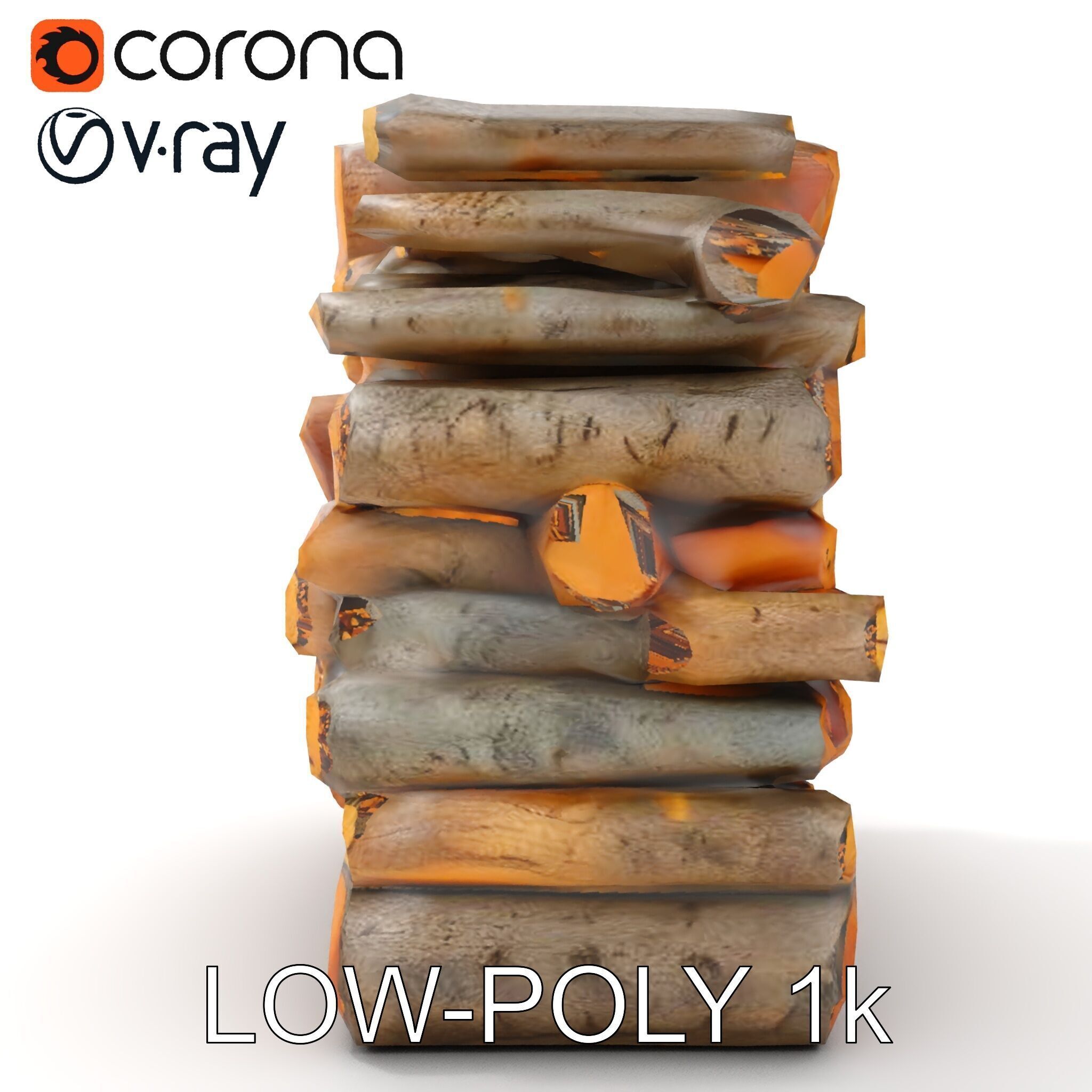 Stacked Wooden Logs Model Pack Low-poly 3D model_28
