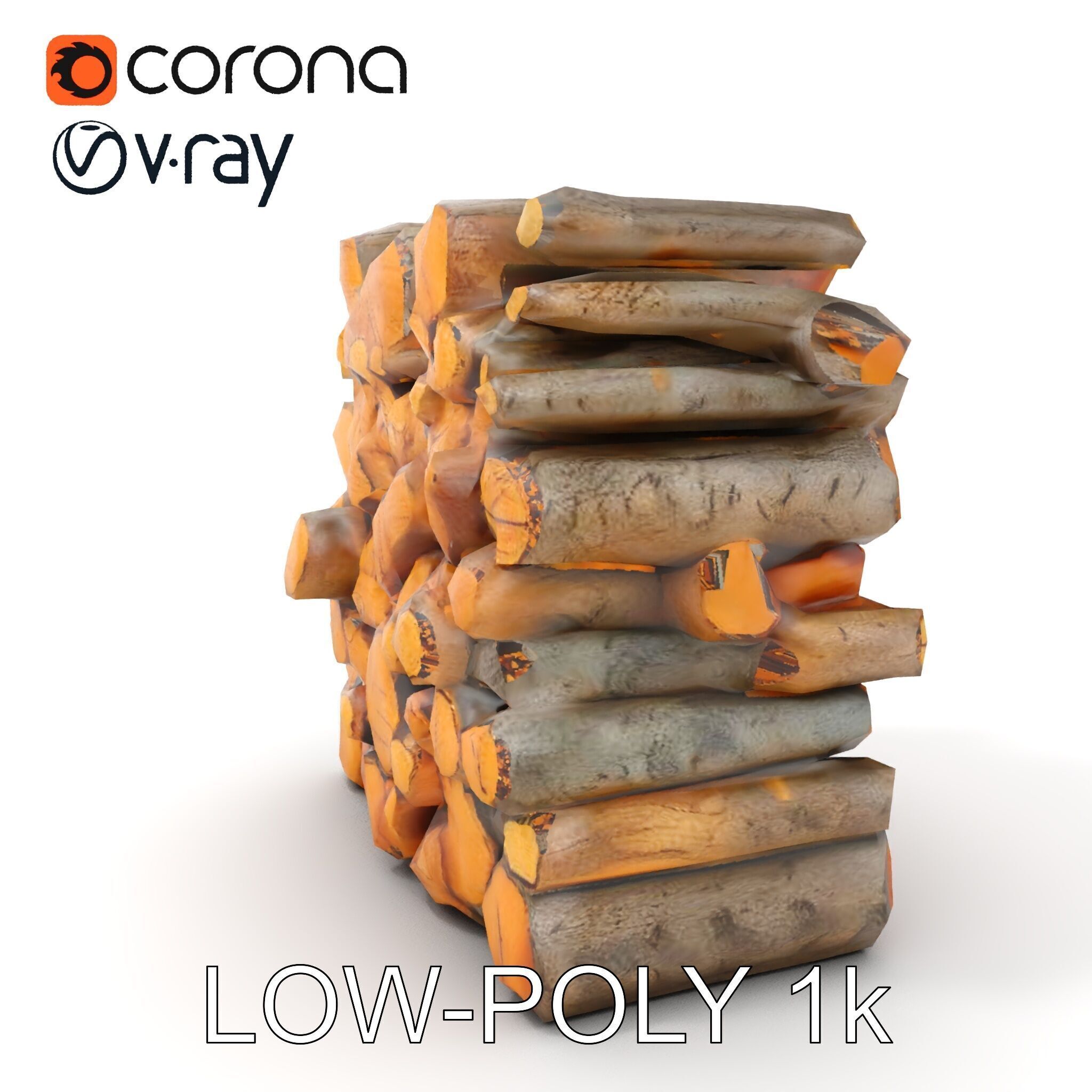Stacked Wooden Logs Model Pack Low-poly 3D model_9
