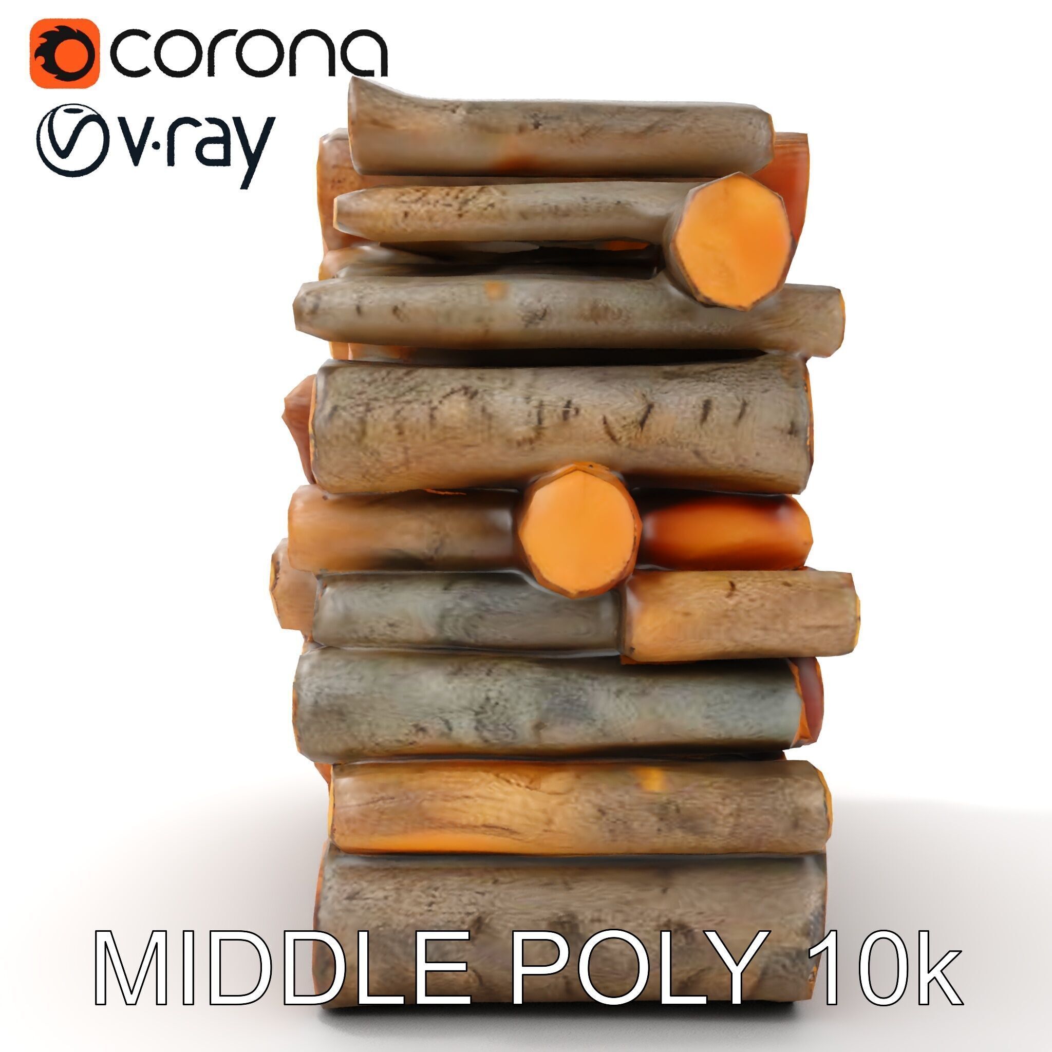 Stacked Wooden Logs Model Pack Low-poly 3D model_22