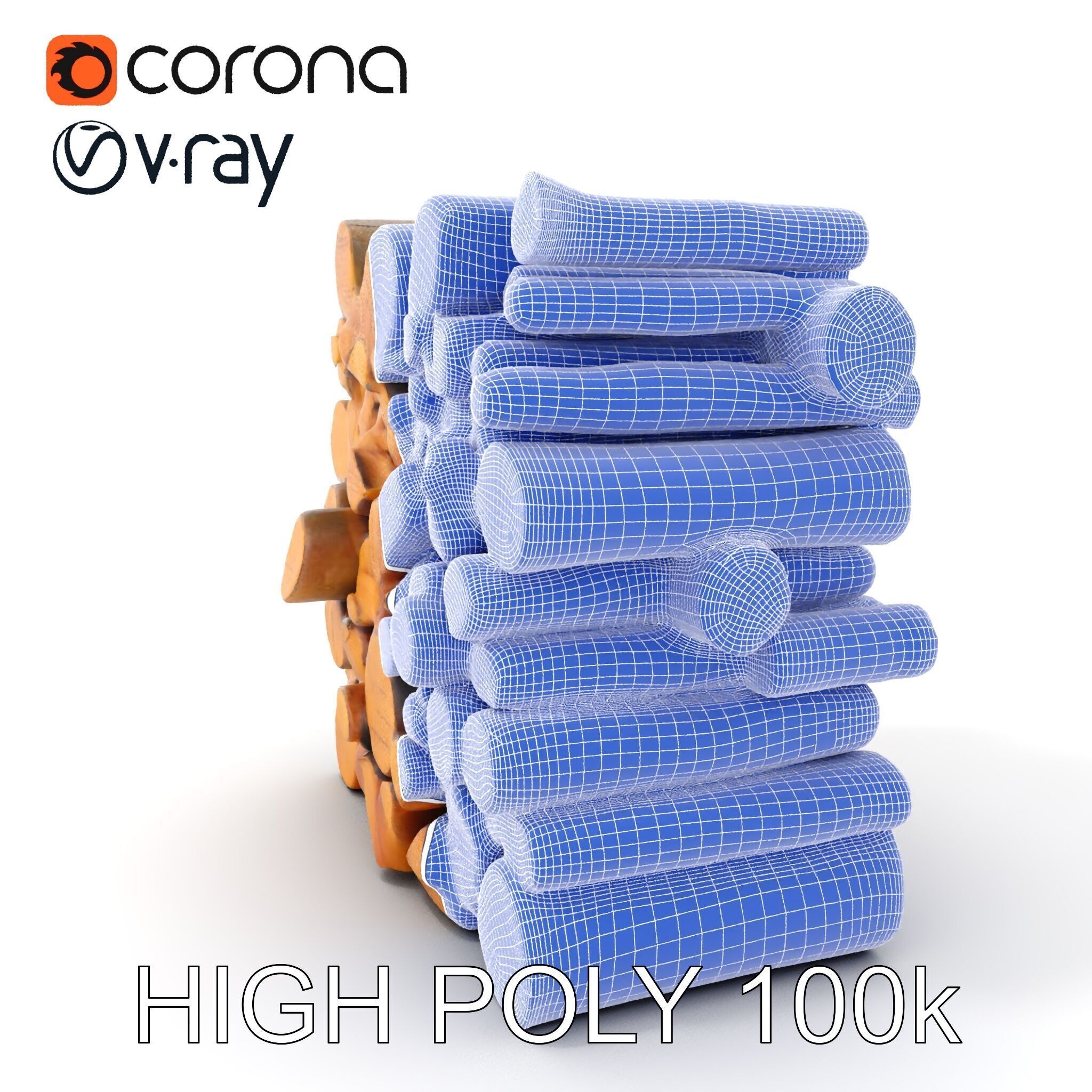 Stacked Wooden Logs Model Pack Low-poly 3D model_4