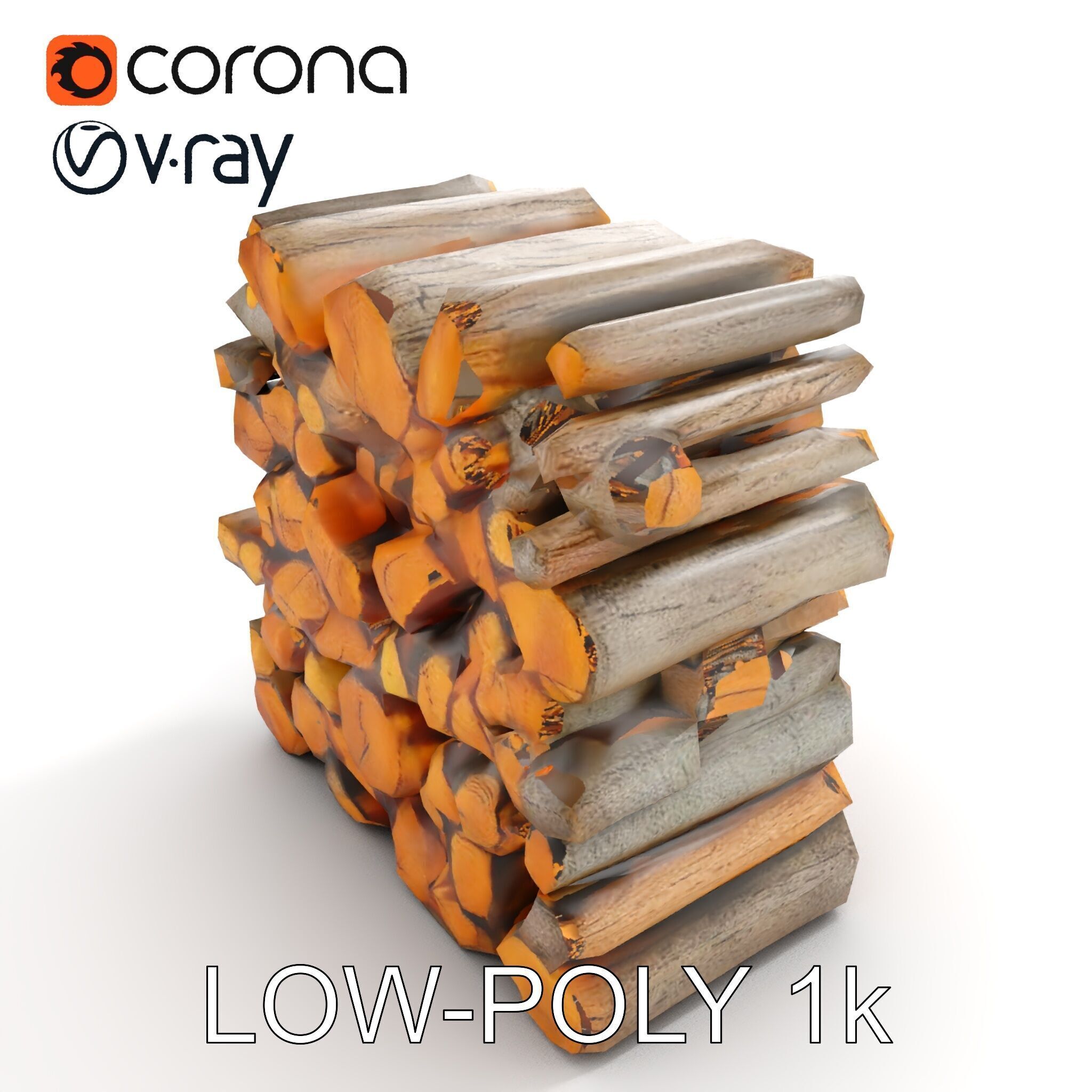 Stacked Wooden Logs Model Pack Low-poly 3D model_7